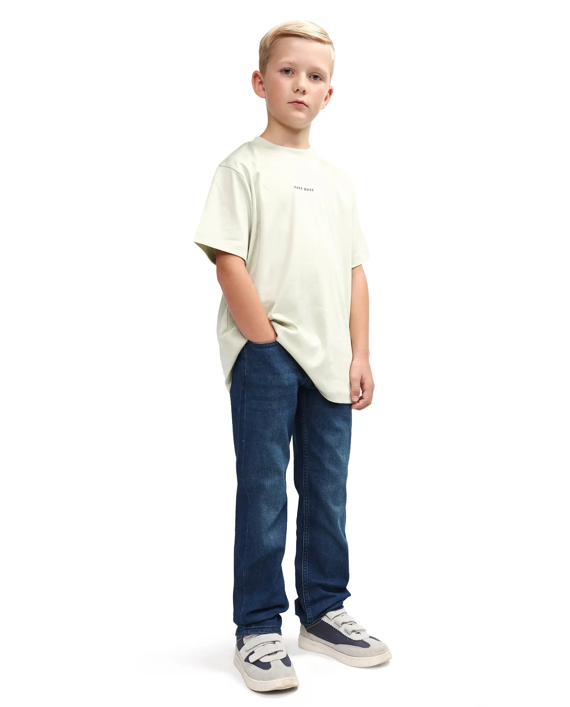Rare Ones Kids Loet-1 Dark Blue Cotton Blend Fabric Zipper Closure Regular Fit Jeans