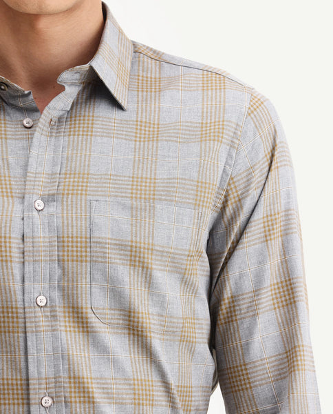 Buy Guild Casual - Lou - Grey Regular Fit Checked Print Shirt| Rare Rabbit