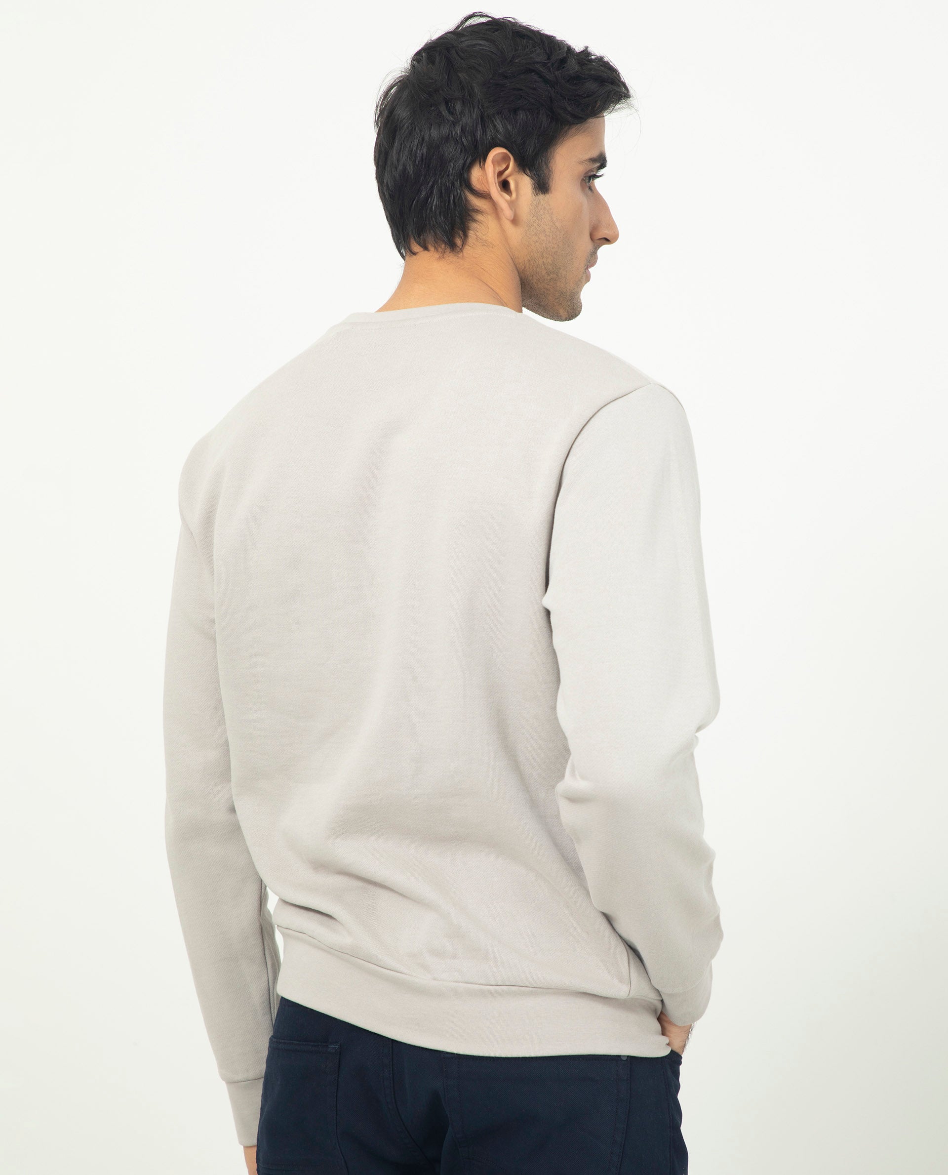 Rare Rabbit Mens Lucien Grey Cotton Polyester Fabric Full Sleeves Graphic Printed Logo Knitted Sweatshirt