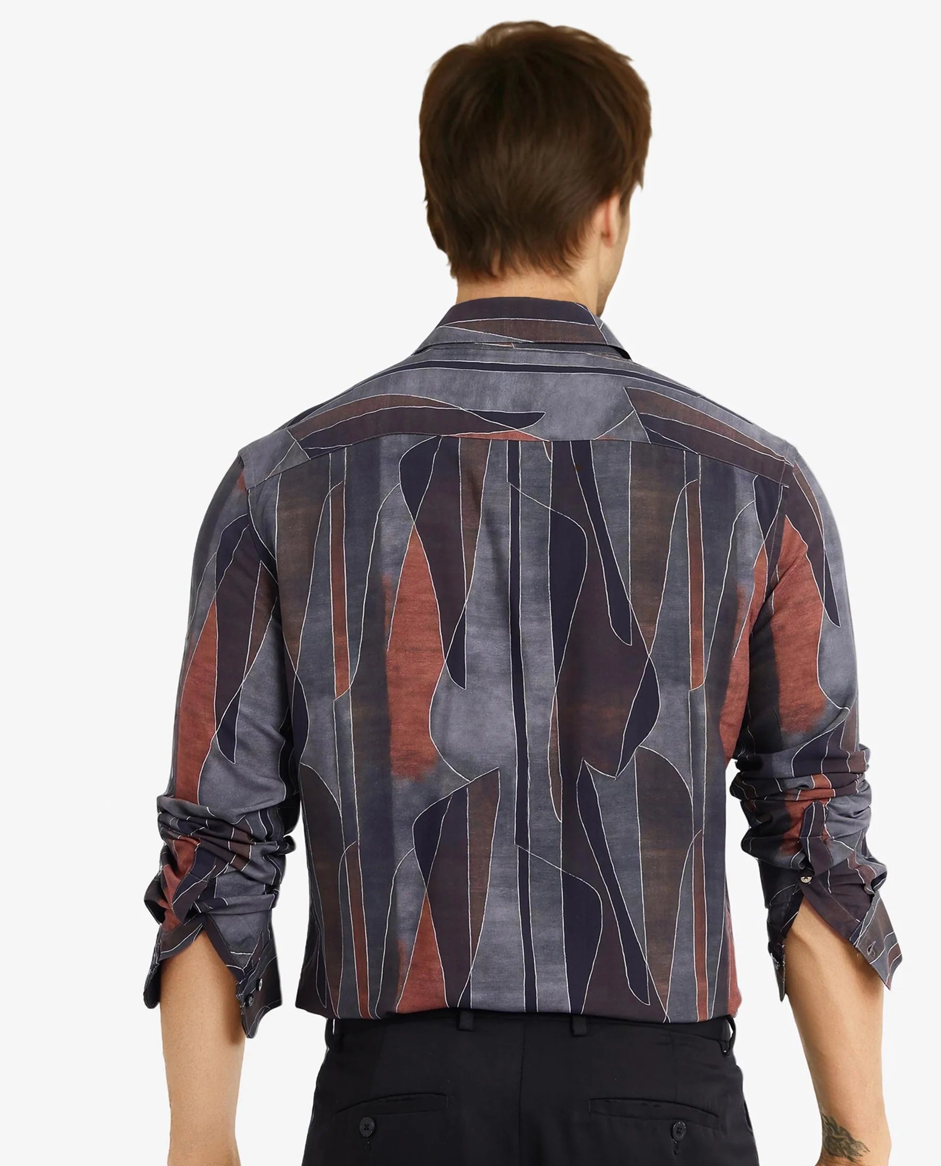 Rare Rabbit Men Lumo Ls Black Full Sleeve Regular Fit Abstract Print Shirt