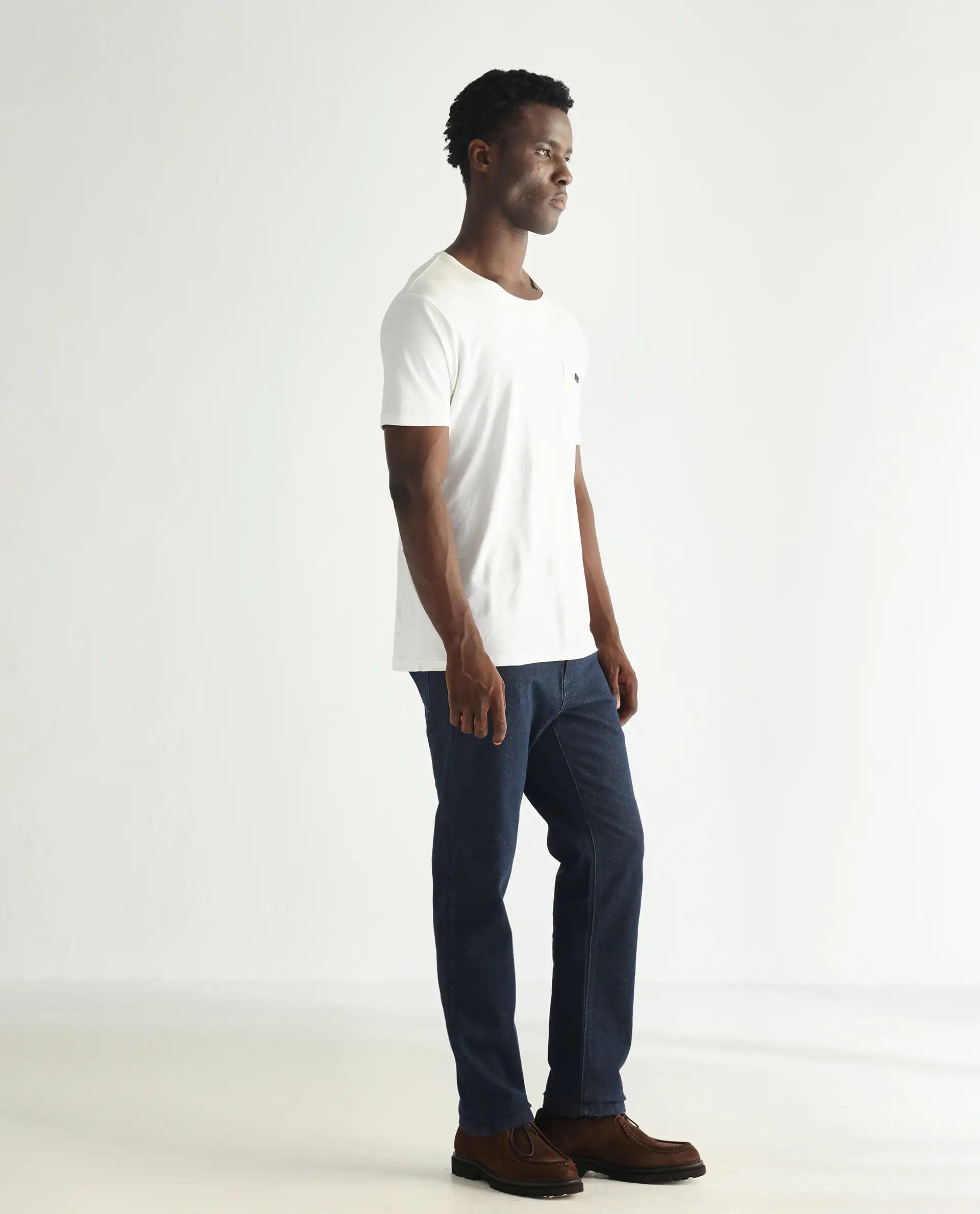 Rare Rabbit Men's Lyon Dark Navy Cotton Plain Hawk Slim Fit Jeans