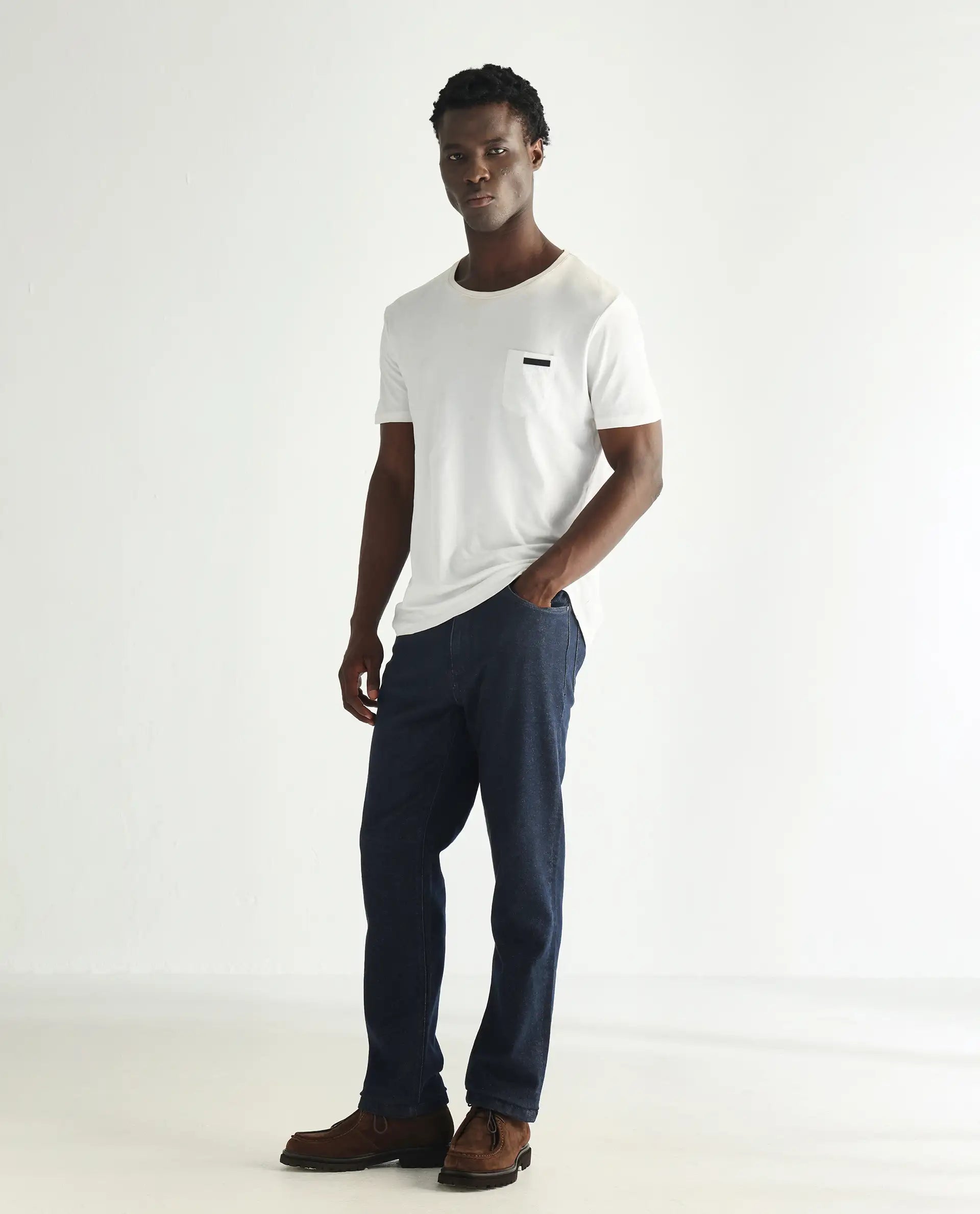 Rare Rabbit Men's Lyon Dark Navy Cotton Plain Hawk Slim Fit Jeans