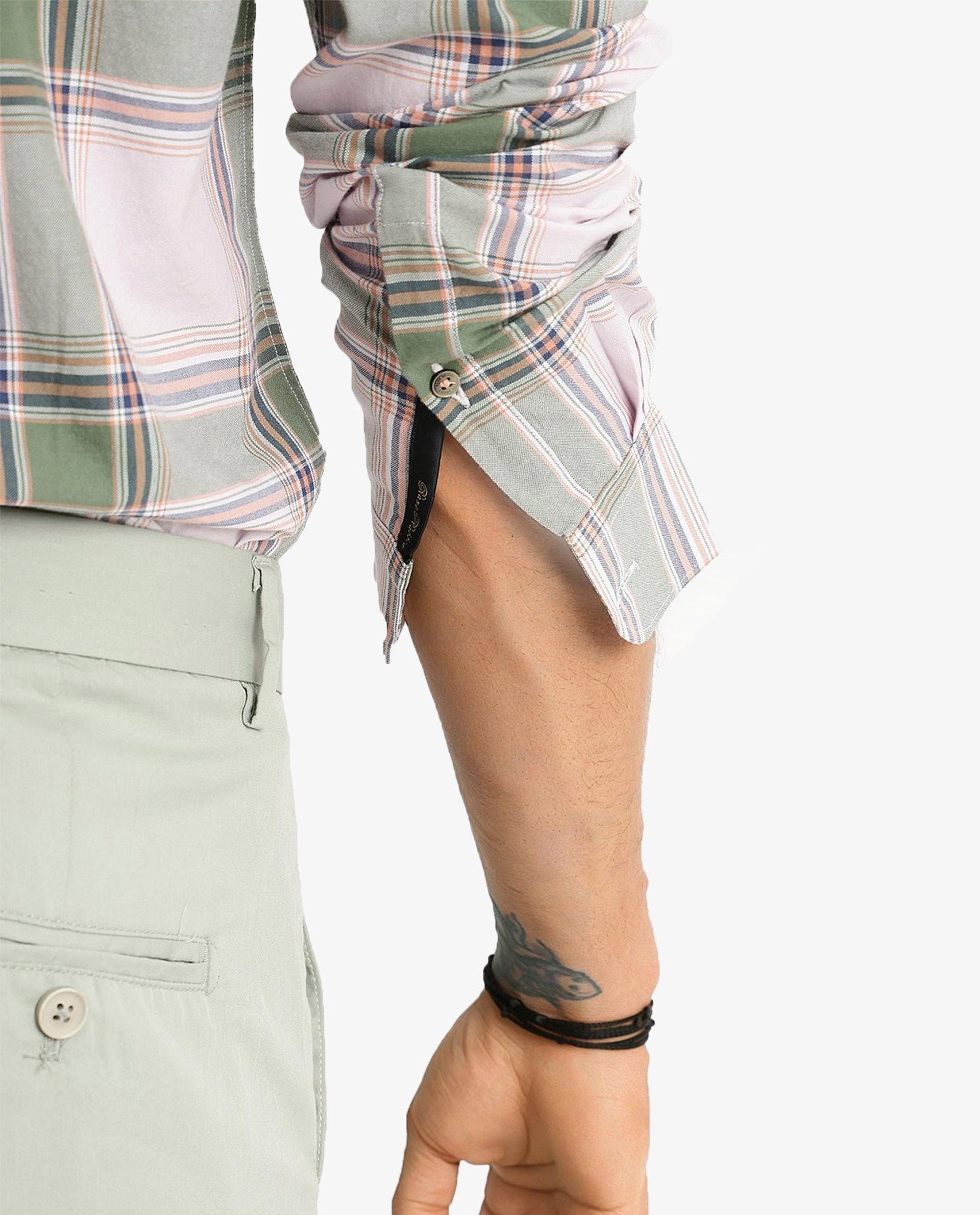 Rare Rabbit Men Malpy Pink Full Sleeve Collared Neck Button Closure Regular Fit Checks Shirt