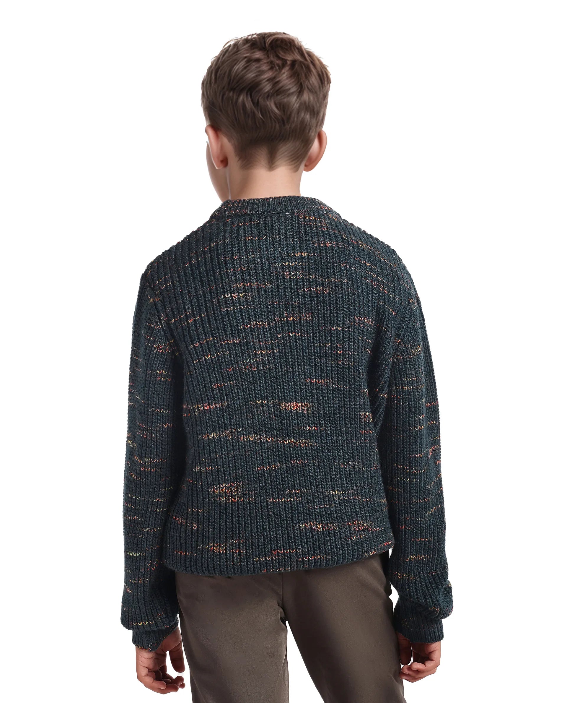 Rare Ones Kids Malto Dark Blue Acrylic Textured Pull-On Closure Regular Fit Sweater