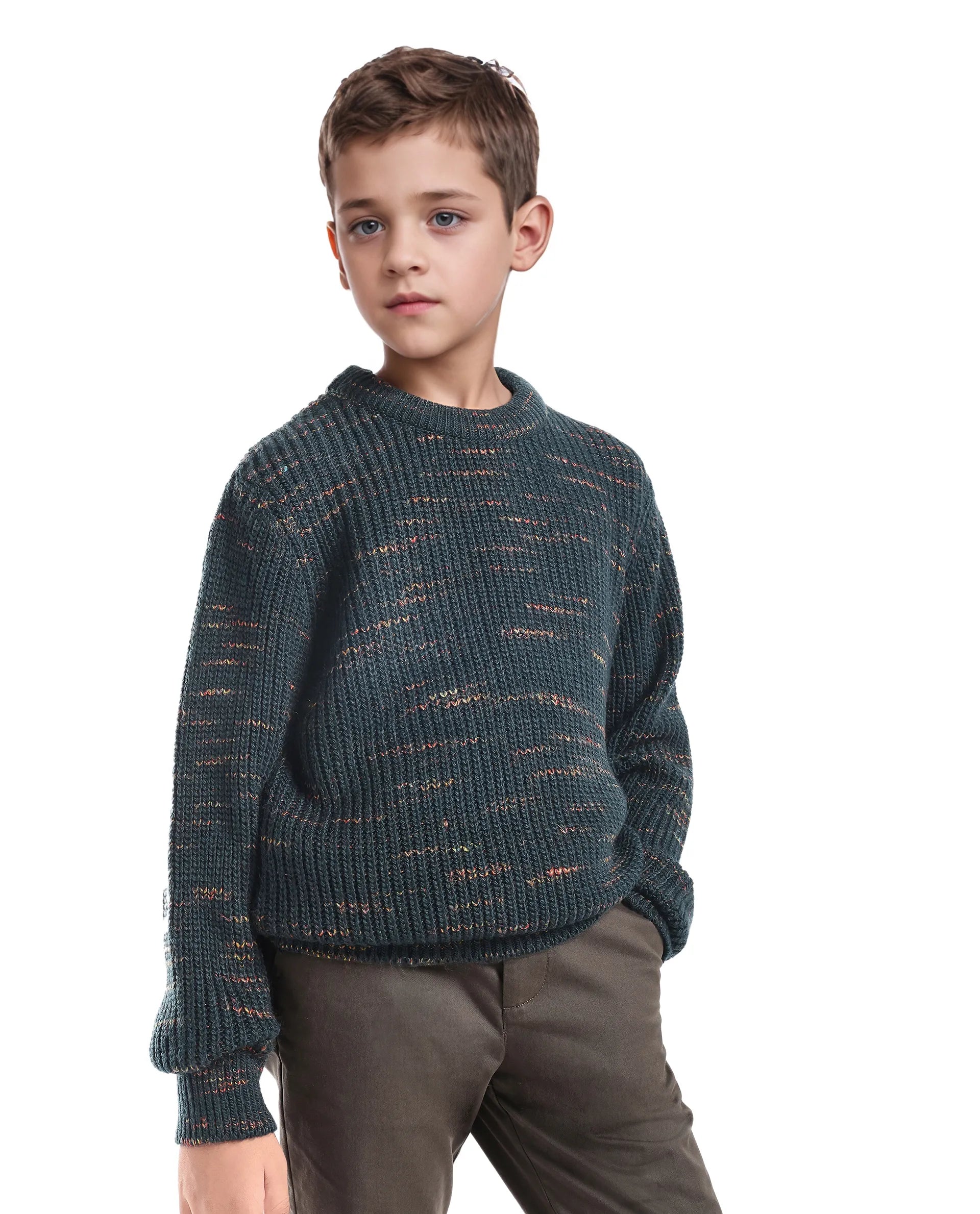 Rare Ones Kids Malto Dark Blue Acrylic Textured Pull-On Closure Regular Fit Sweater