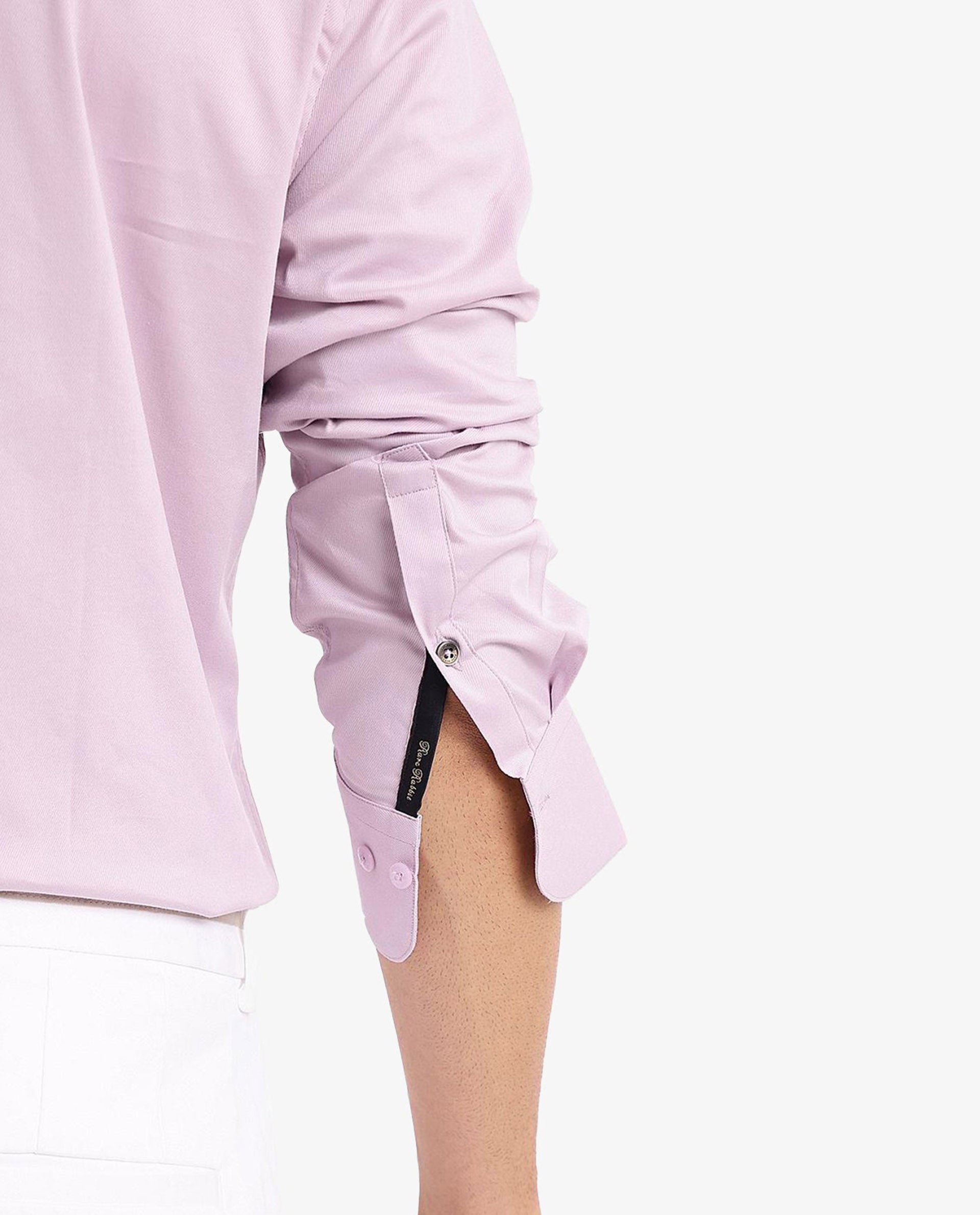 Rare Rabbit Men Mawz Light Pink Cotton Polyester Fabric Full Sleeve Regular Fit Plain Twill Shirt