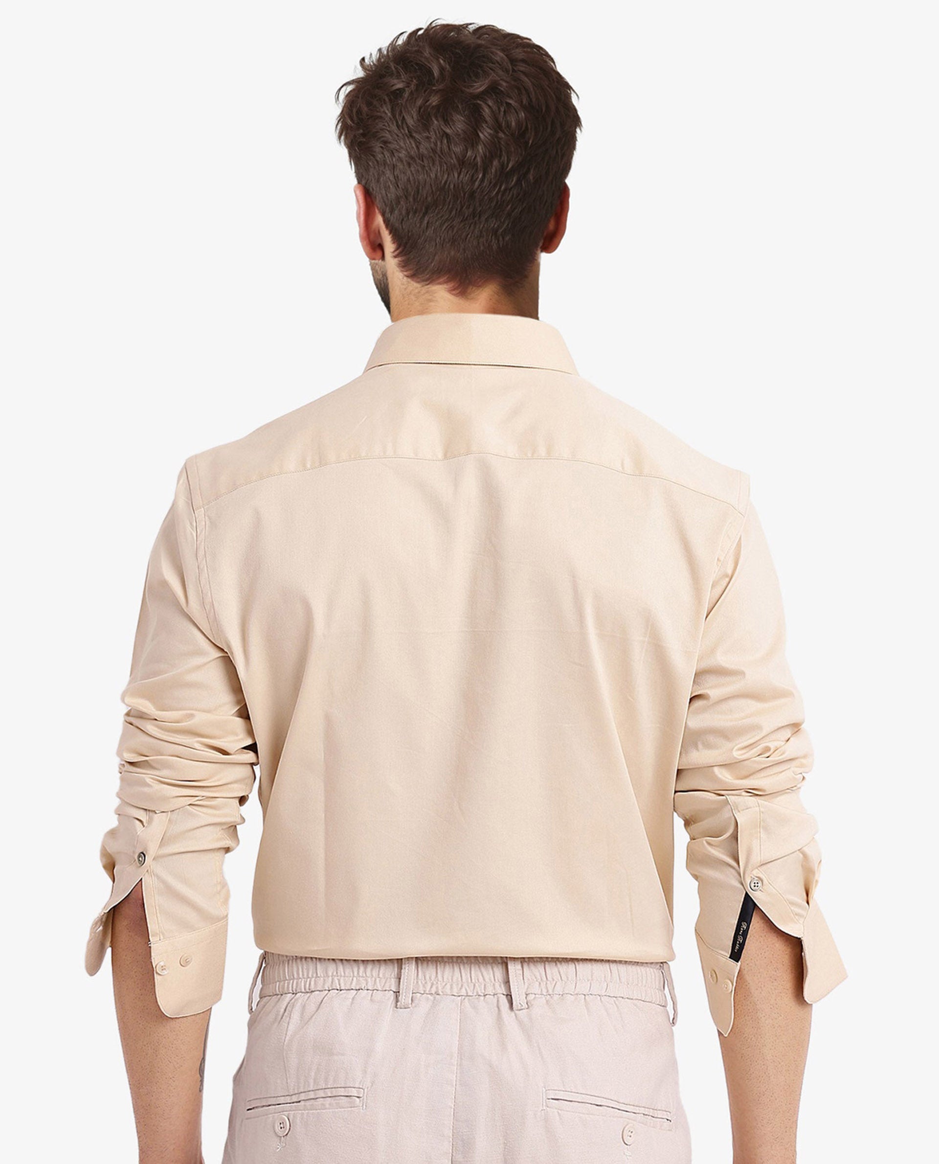 Rare Rabbit Men Mawz Light Yellow Cotton Polyester Fabric Full Sleeve Regular Fit Plain Twill Shirt