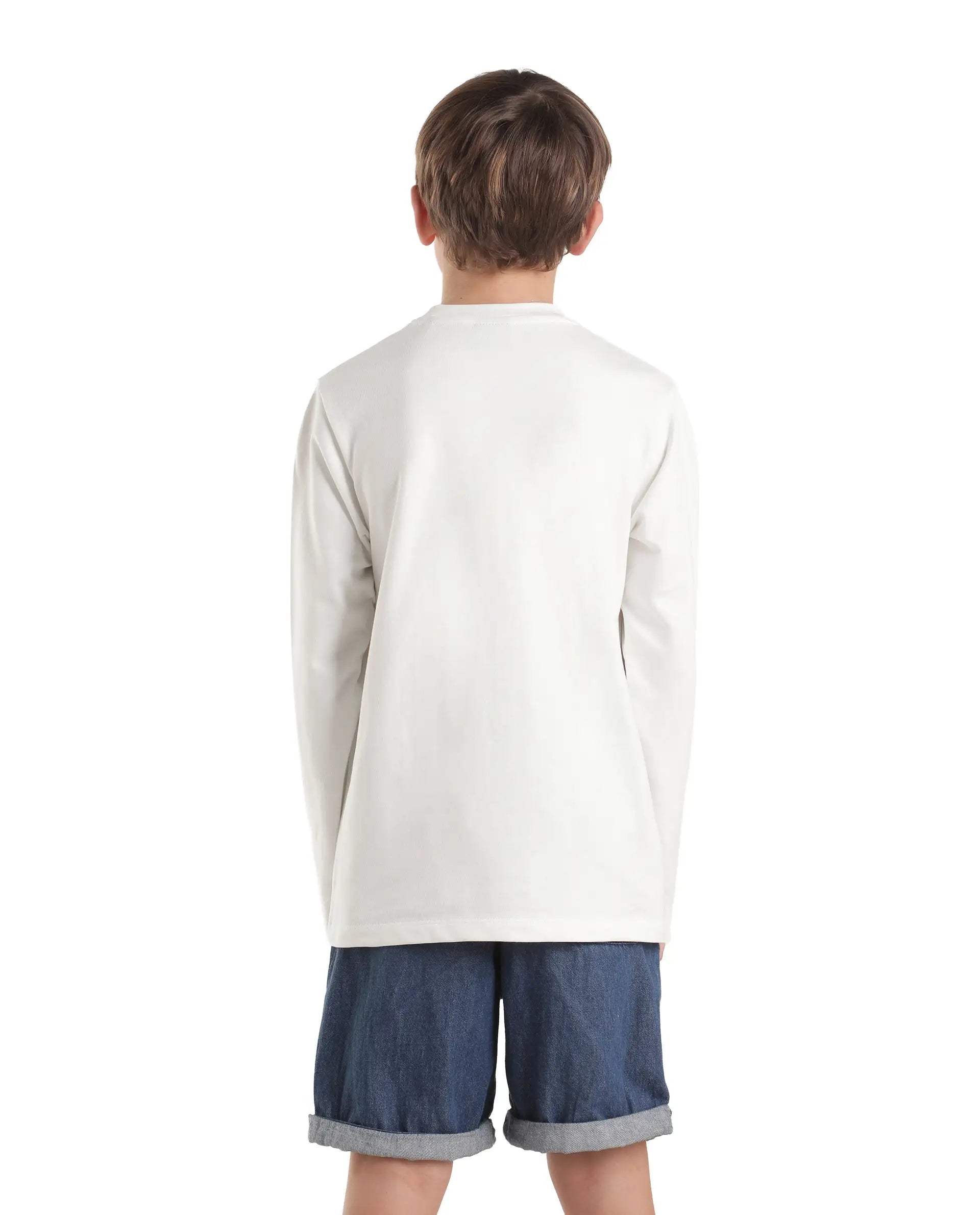 Rare Ones Kids Mel Off White Cotton Fabric Pull-On Regular Fit Graphic Print T-Shirt