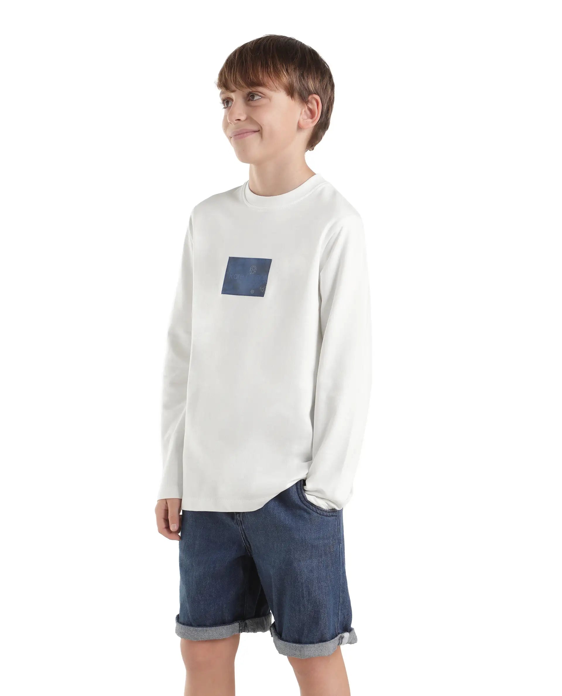 Rare Ones Kids Mel Off White Cotton Fabric Pull-On Regular Fit Graphic Print T-Shirt