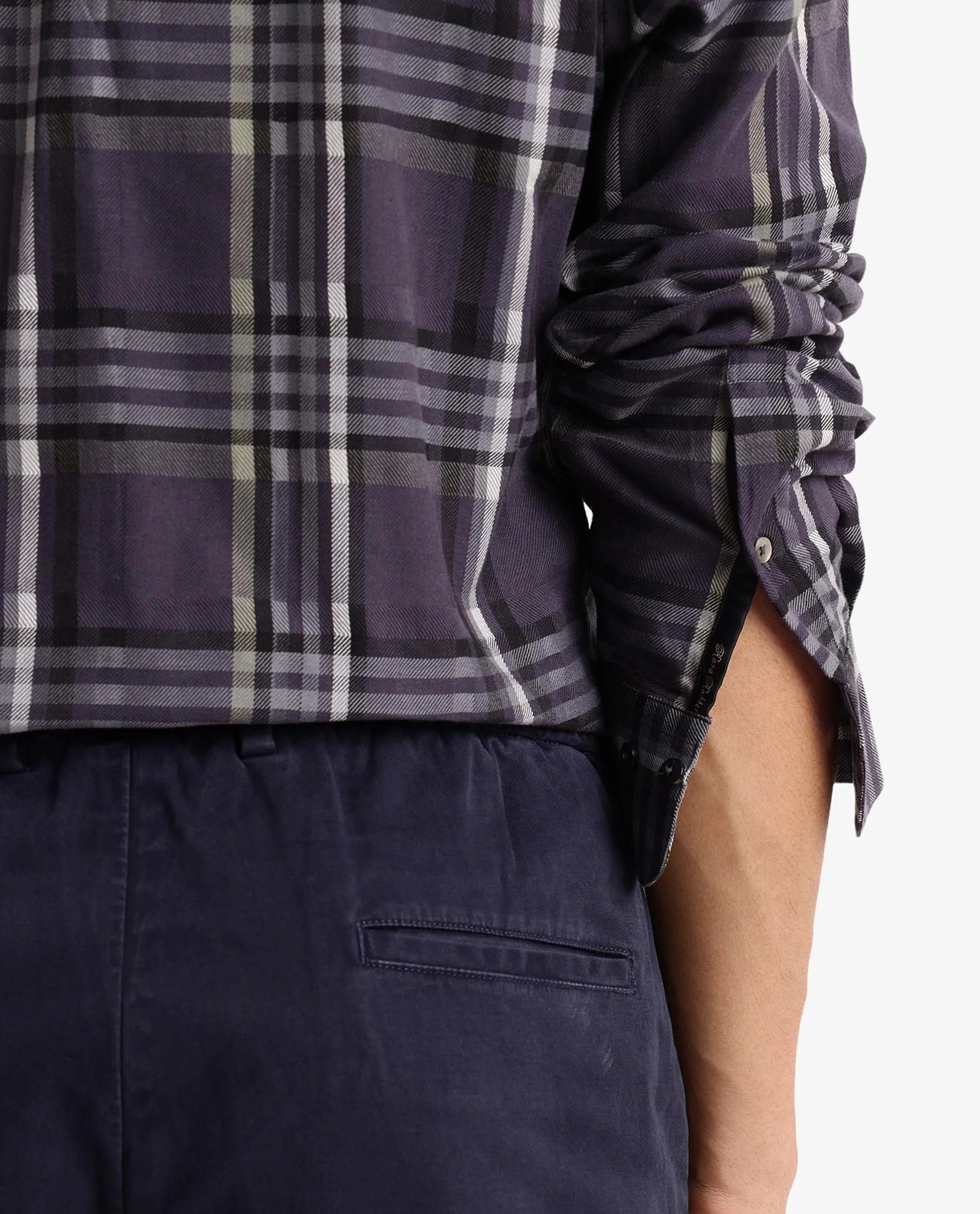 Rare Rabbit Men Mest Navy Cotton Fabric Full Sleeve Regular Fit Check Print Shirt