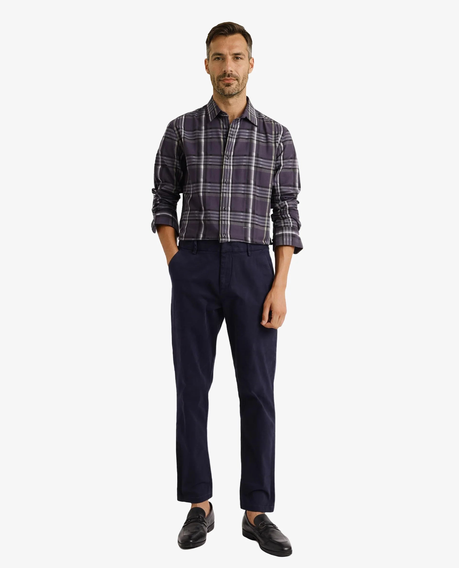 Rare Rabbit Men Mest Navy Cotton Fabric Full Sleeve Regular Fit Check Print Shirt