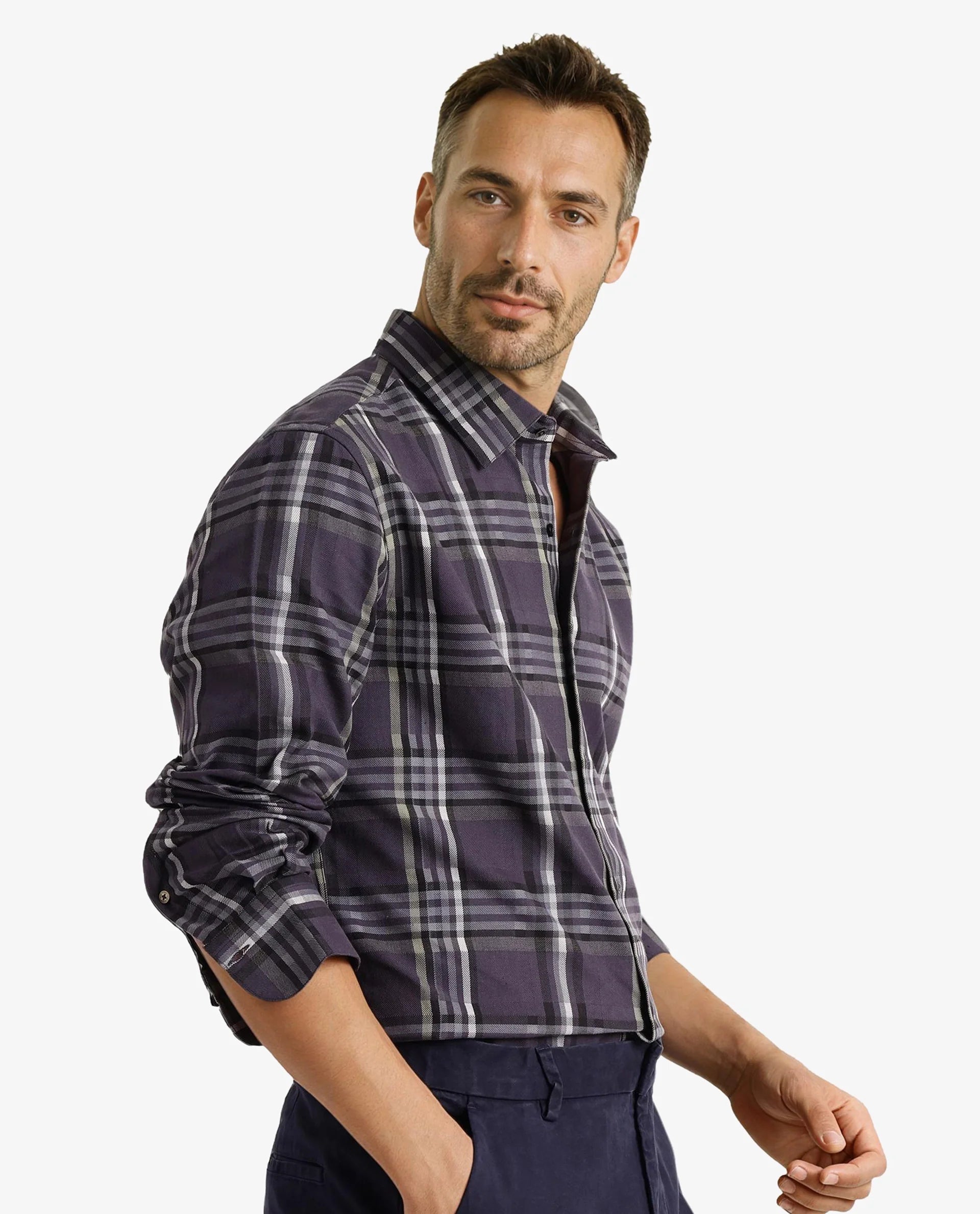 Rare Rabbit Men Mest Navy Cotton Fabric Full Sleeve Regular Fit Check Print Shirt