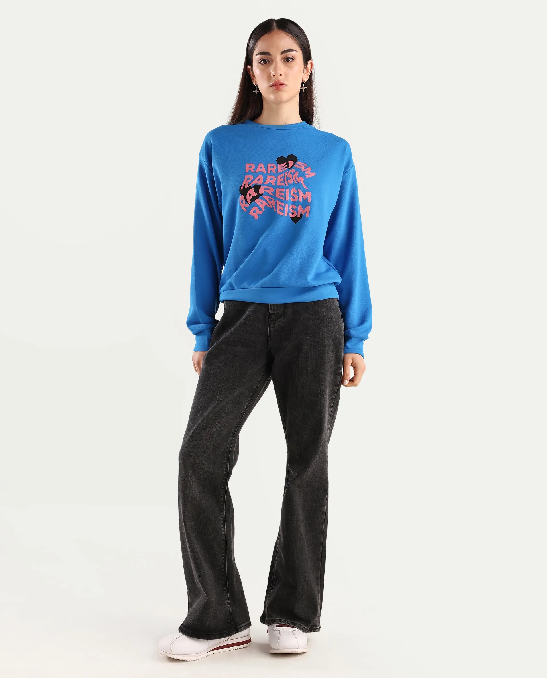 Rareism Women's Mica Black Cotton Blend Plain Ankle Length Bootcut Jeans