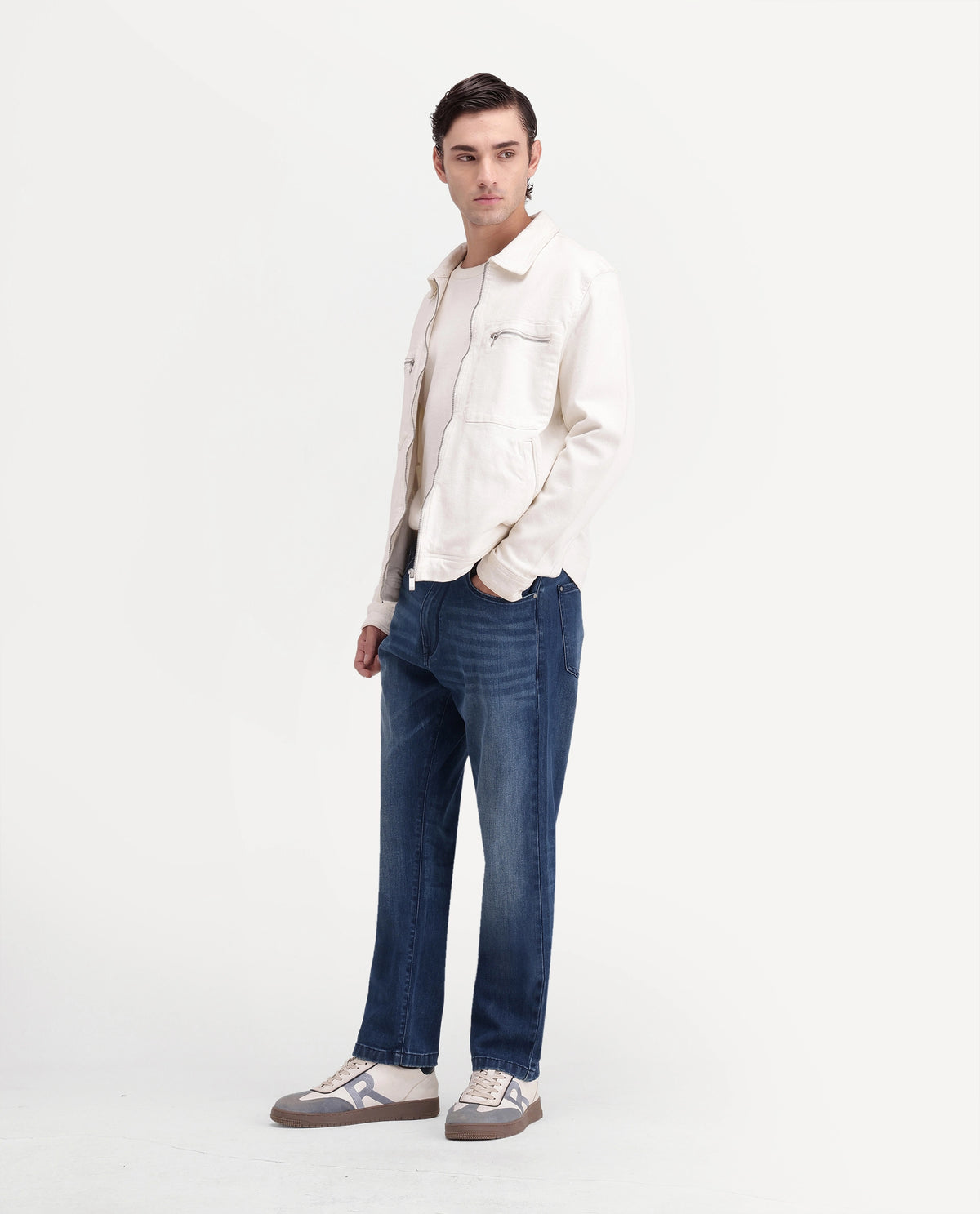 Rare Rabbit Men's Mody Blue Cotton Blend Morris Regular Plain Jeans