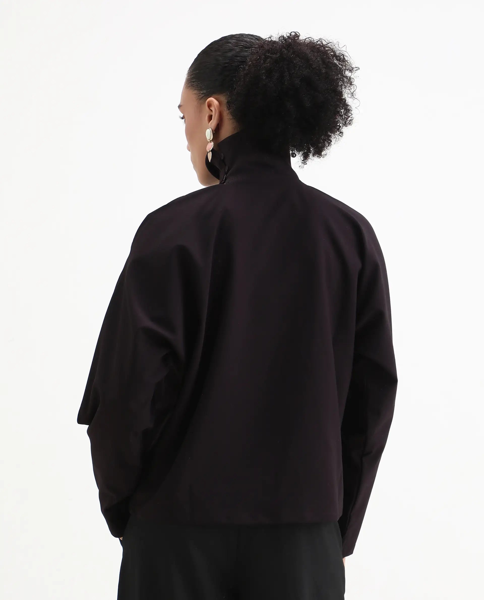 Rareism Women's Natta Rust Polyester Blend High Neck Plain Regular Fit Top