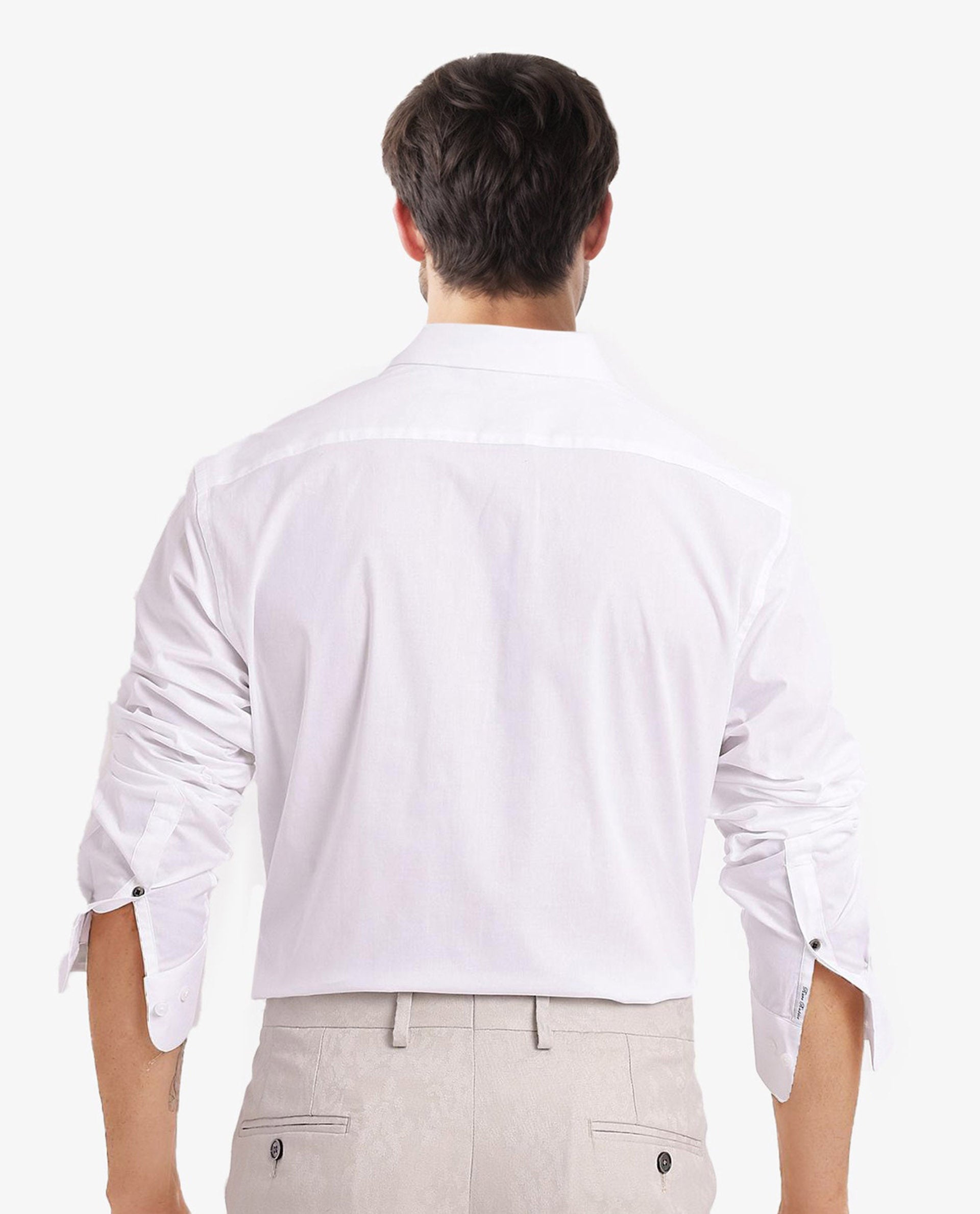 Rare Rabbit Men Neutron-9 White Cotton Fabric Full Sleeves Regular Fit Solid Shirt