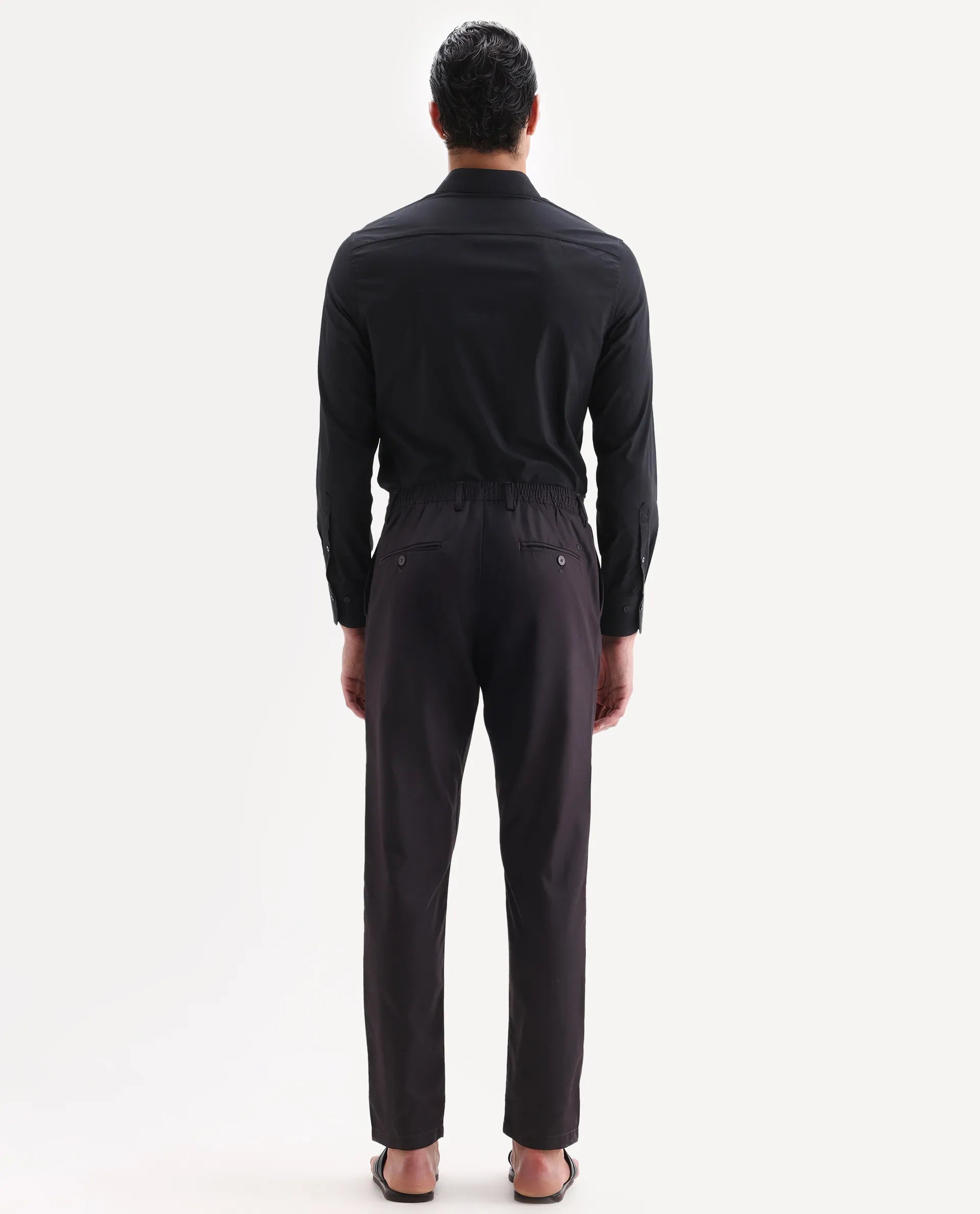 Rare Rabbit Men's Nimb Dark Maroon Polyester Fabric Drawstring And Button Closure Regular Fit Solid Trousers