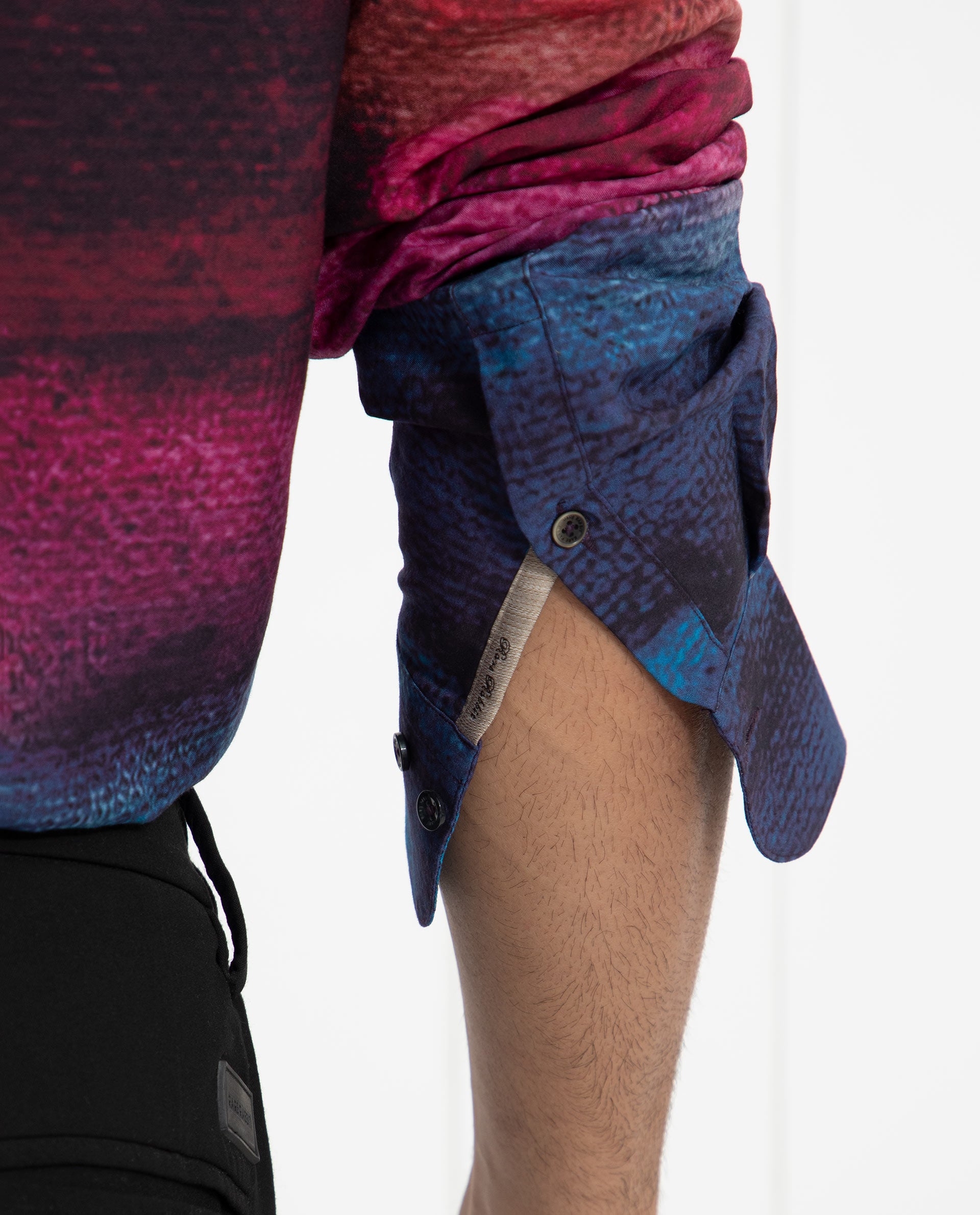 Rare Rabbit Men's Ombren LS Black Shirt Ombre Print Full Sleeves Shirt