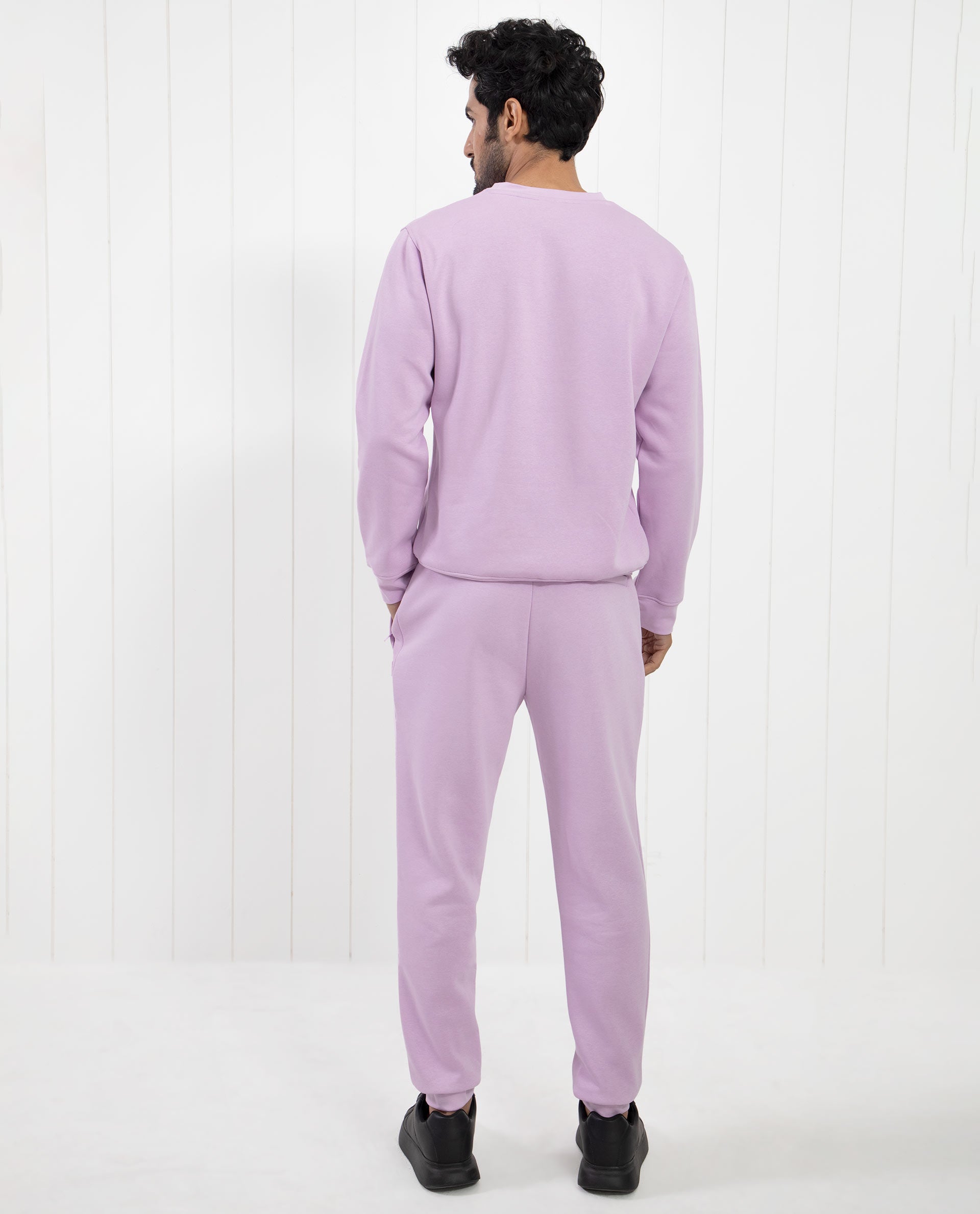 Rare Rabbit Men's Nomic Pastel Purple Cotton Polyester Fabric Full Sleeves Logo Graphic Print Sweatshirt