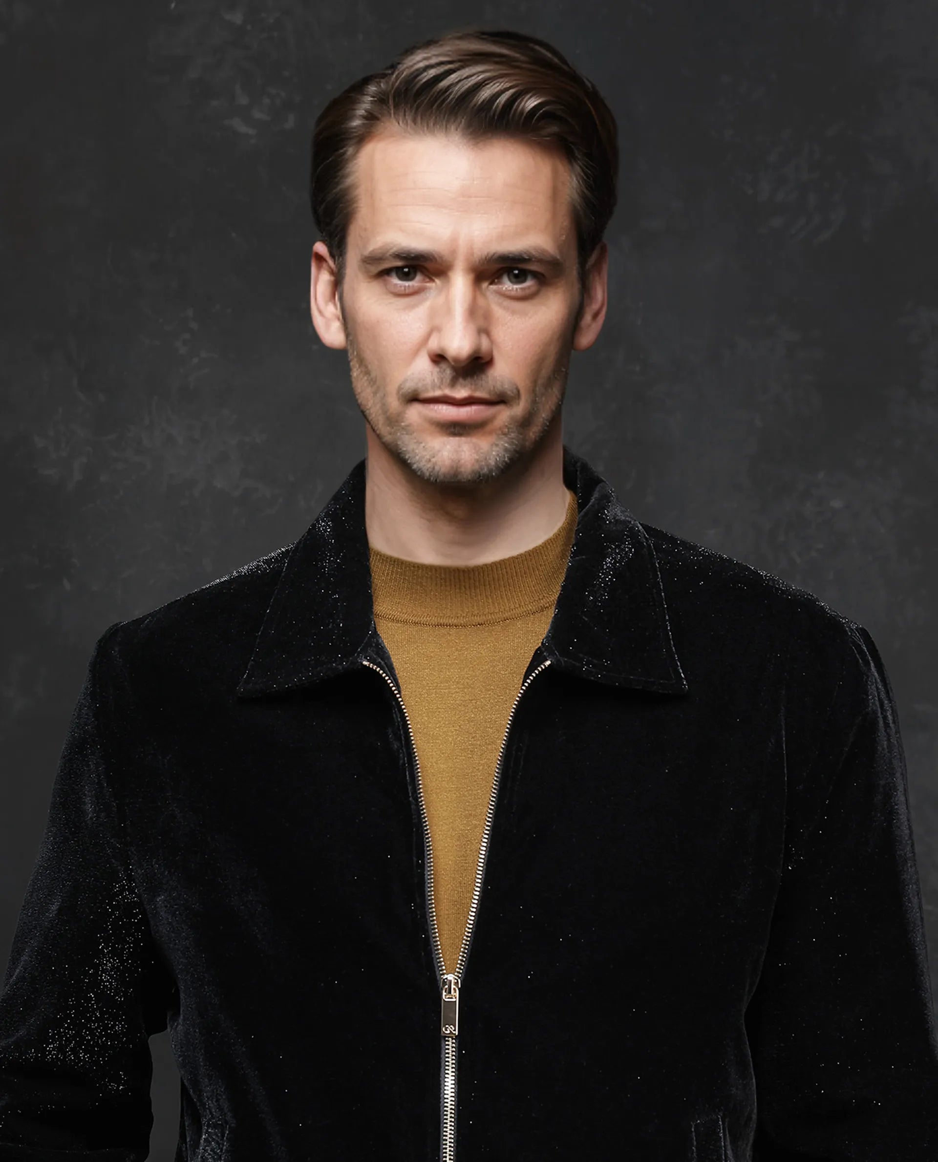 Rare Rabbit Men Otaki-2 Black Polyester Fabric Full Sleeve Collared Neck Zipper Closure Plain Jacket