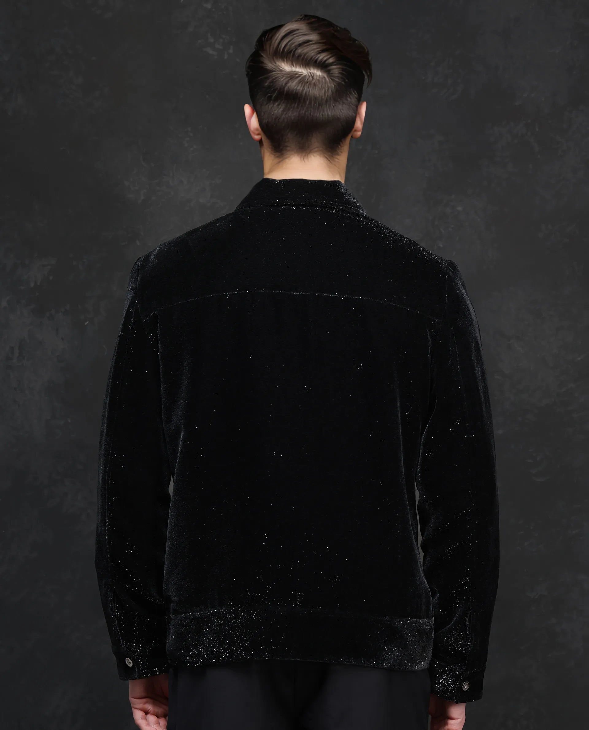 Rare Rabbit Men Otaki-2 Black Polyester Fabric Full Sleeve Collared Neck Zipper Closure Plain Jacket