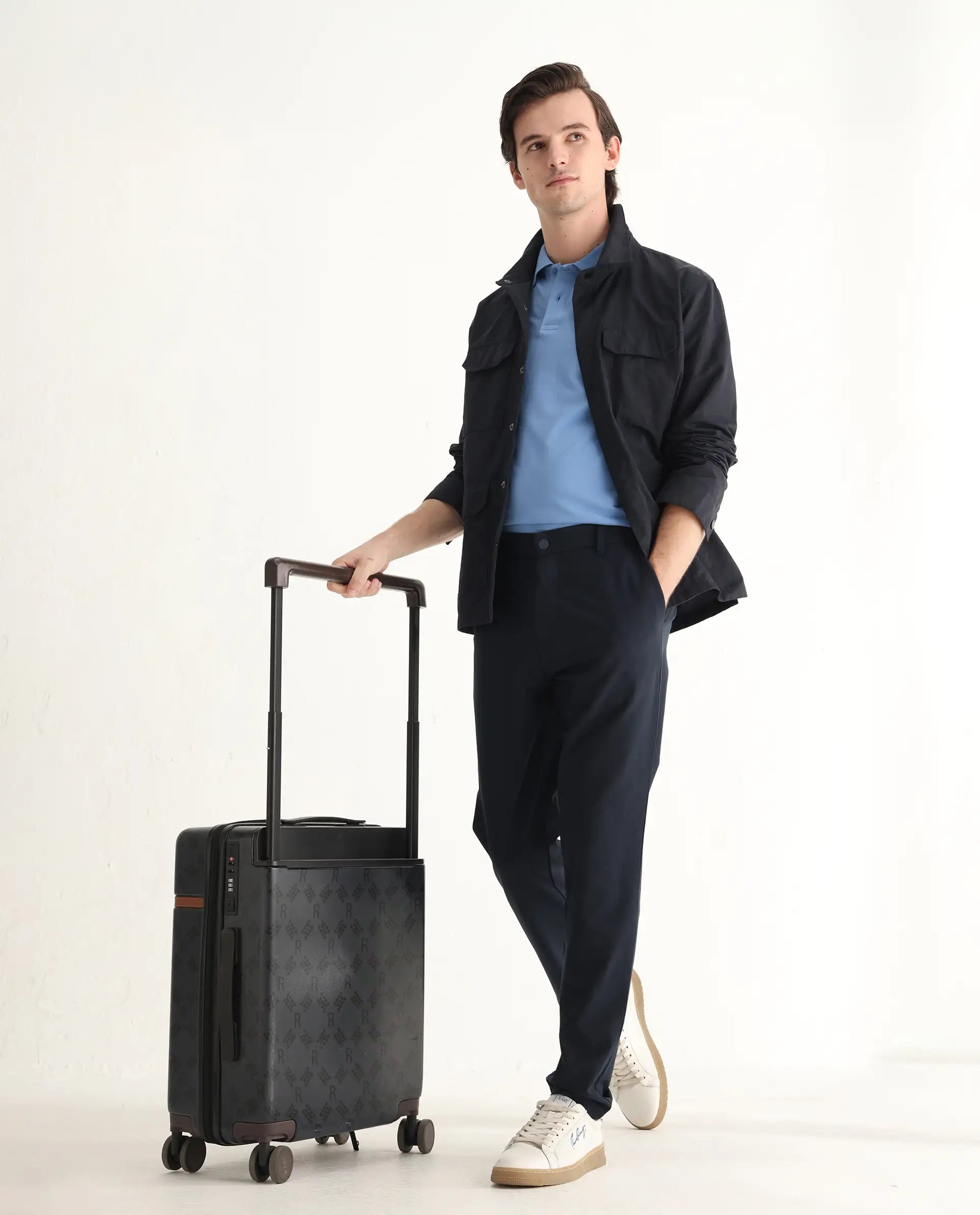 Rare Rabbit Men's Otes Blue Cotton Plain Regular Fit Half Sleeve Polo