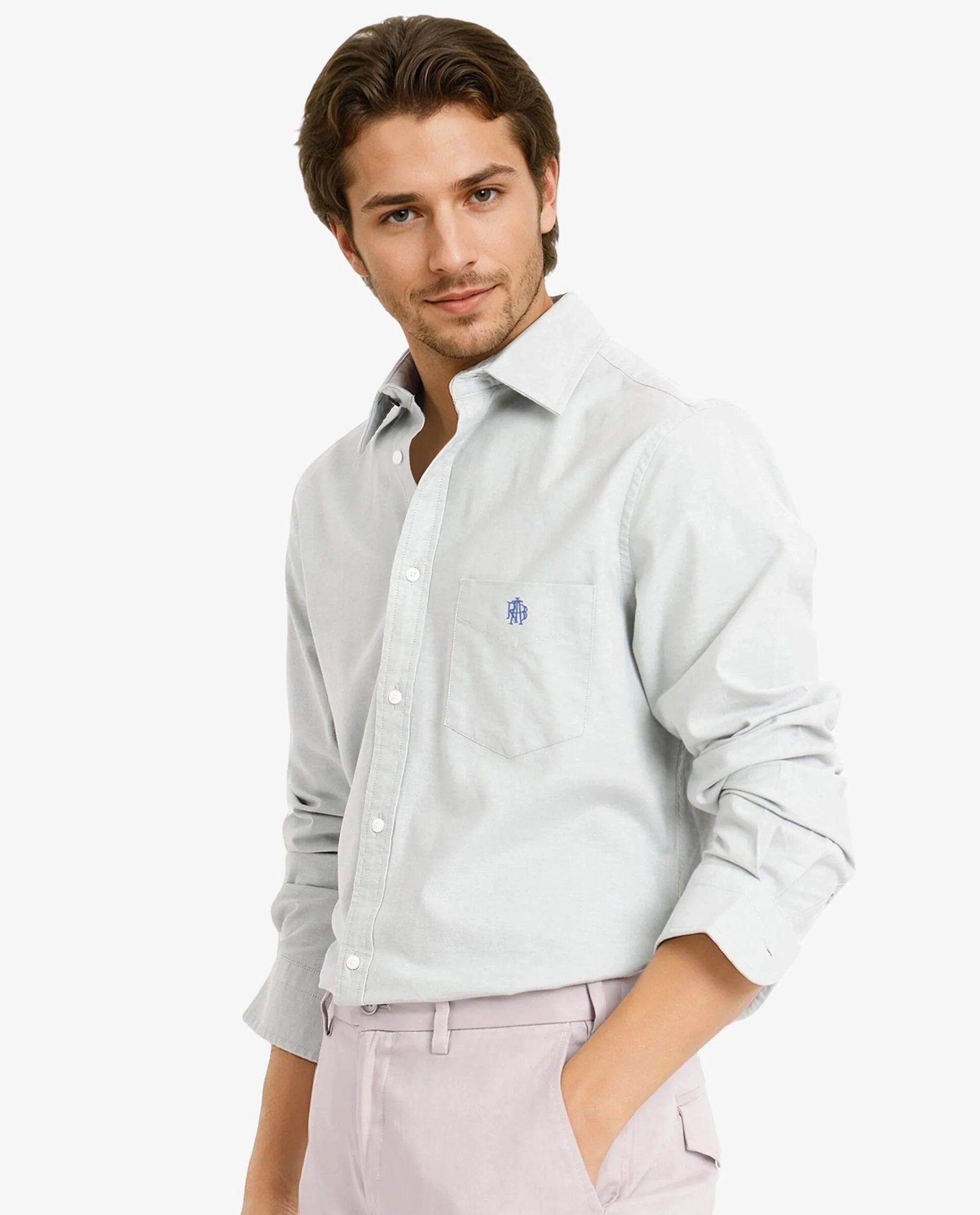 Rare Rabbit Men Oxo Dusky Green Full Sleeve Collared Neck Button Closure Regular Fit Plain Shirt