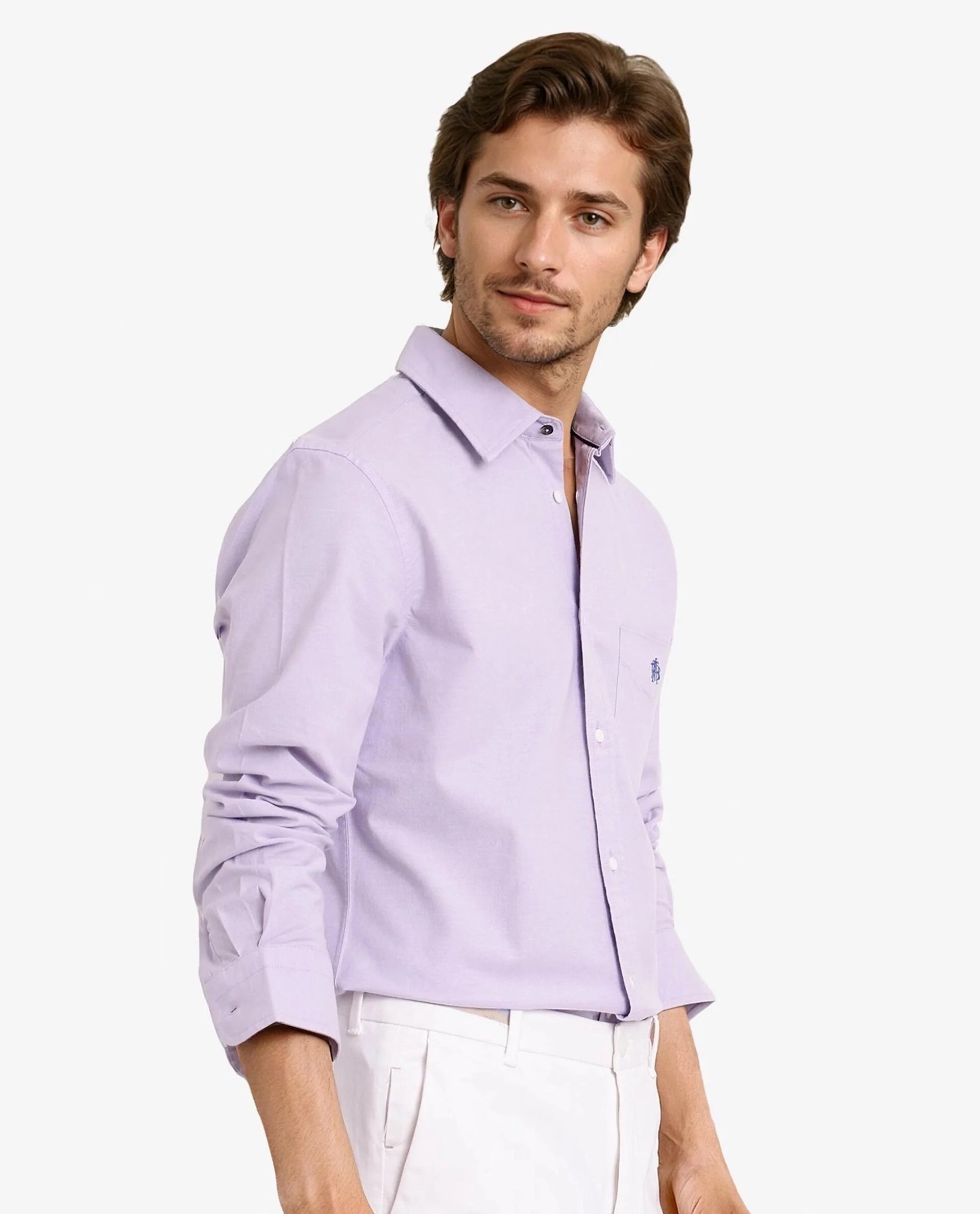 Rare Rabbit Men Oxo Light Purple Full Sleeve Collared Neck Button Closure Regular Fit Plain Shirt
