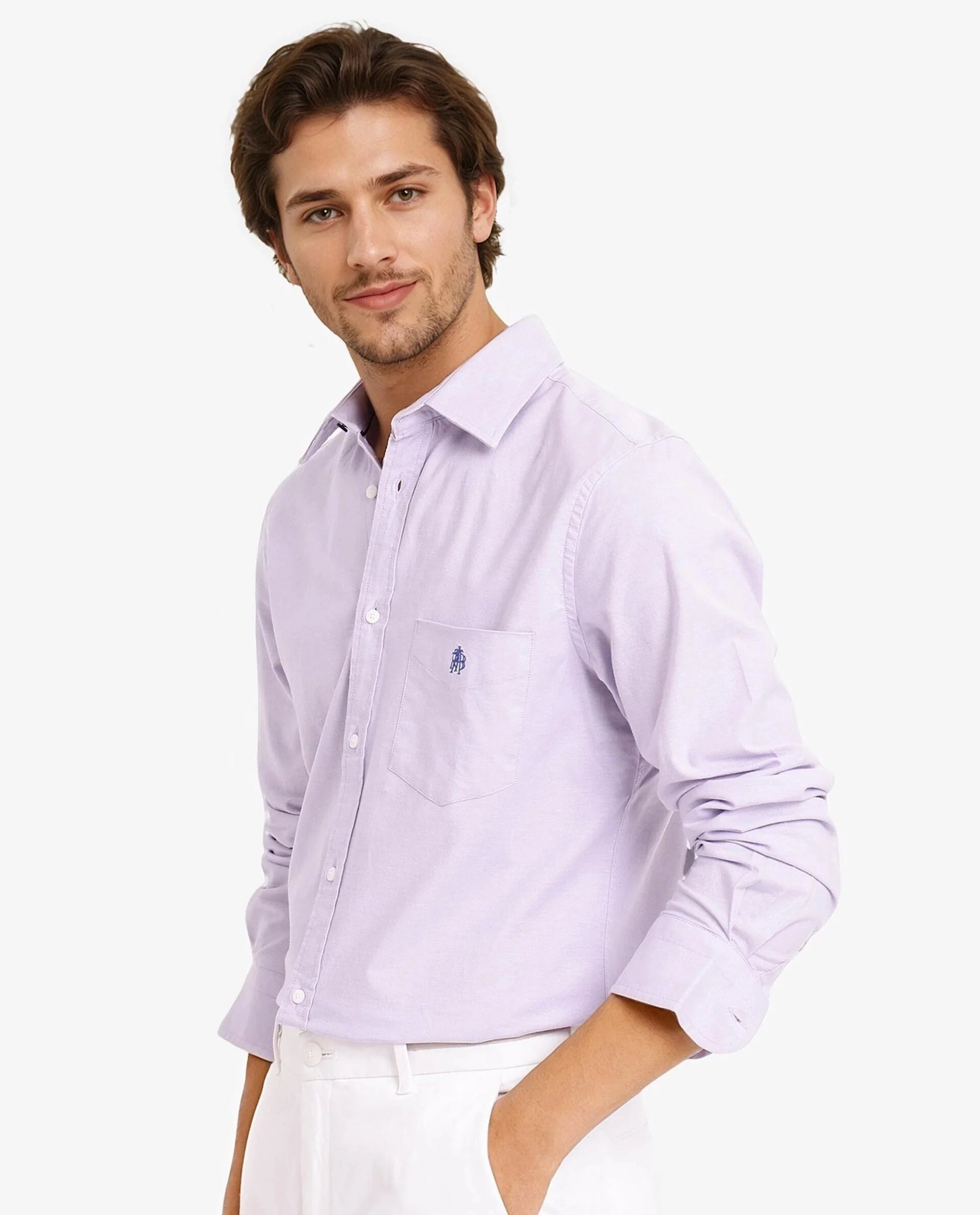 Rare Rabbit Men Oxo Light Purple Full Sleeve Collared Neck Button Closure Regular Fit Plain Shirt