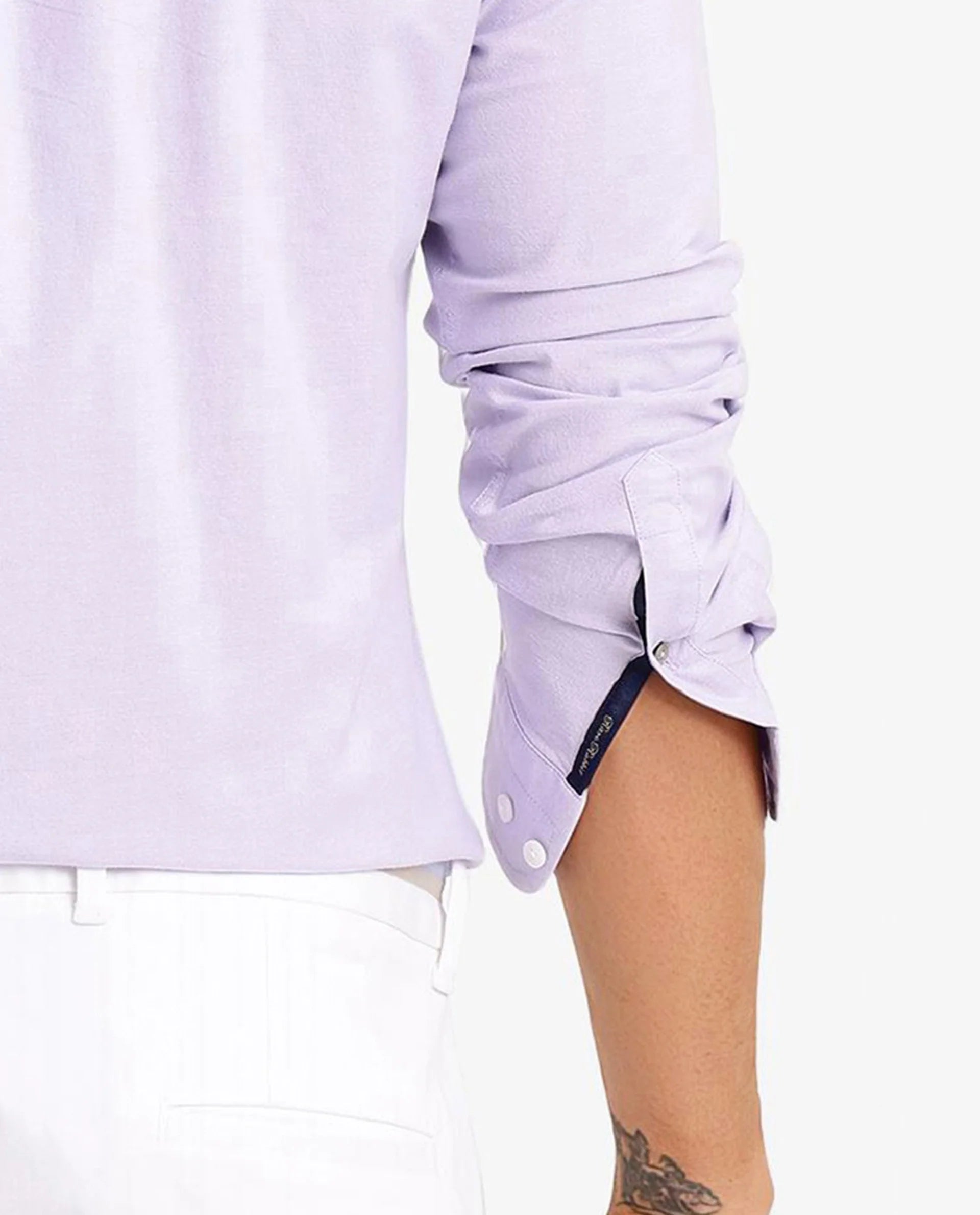 Rare Rabbit Men Oxob Light Purple Full Sleeve Collared Neck Button Closure Regular Fit Plain Shirt
