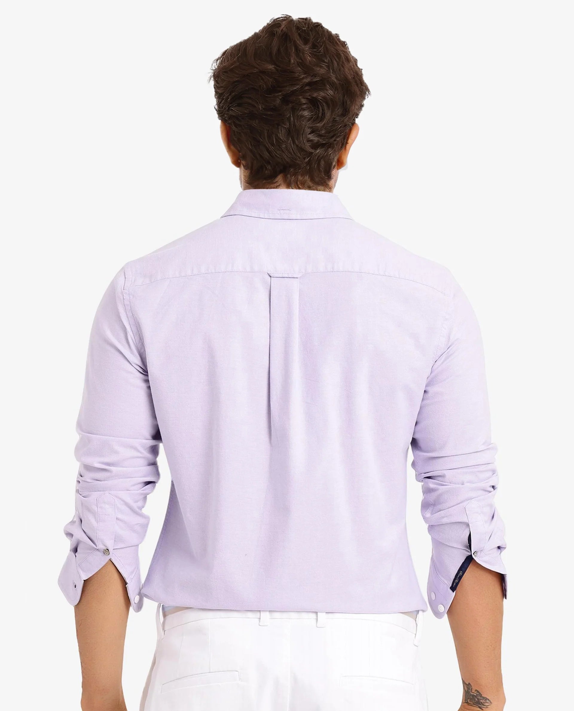 Rare Rabbit Men Oxob Light Purple Full Sleeve Collared Neck Button Closure Regular Fit Plain Shirt