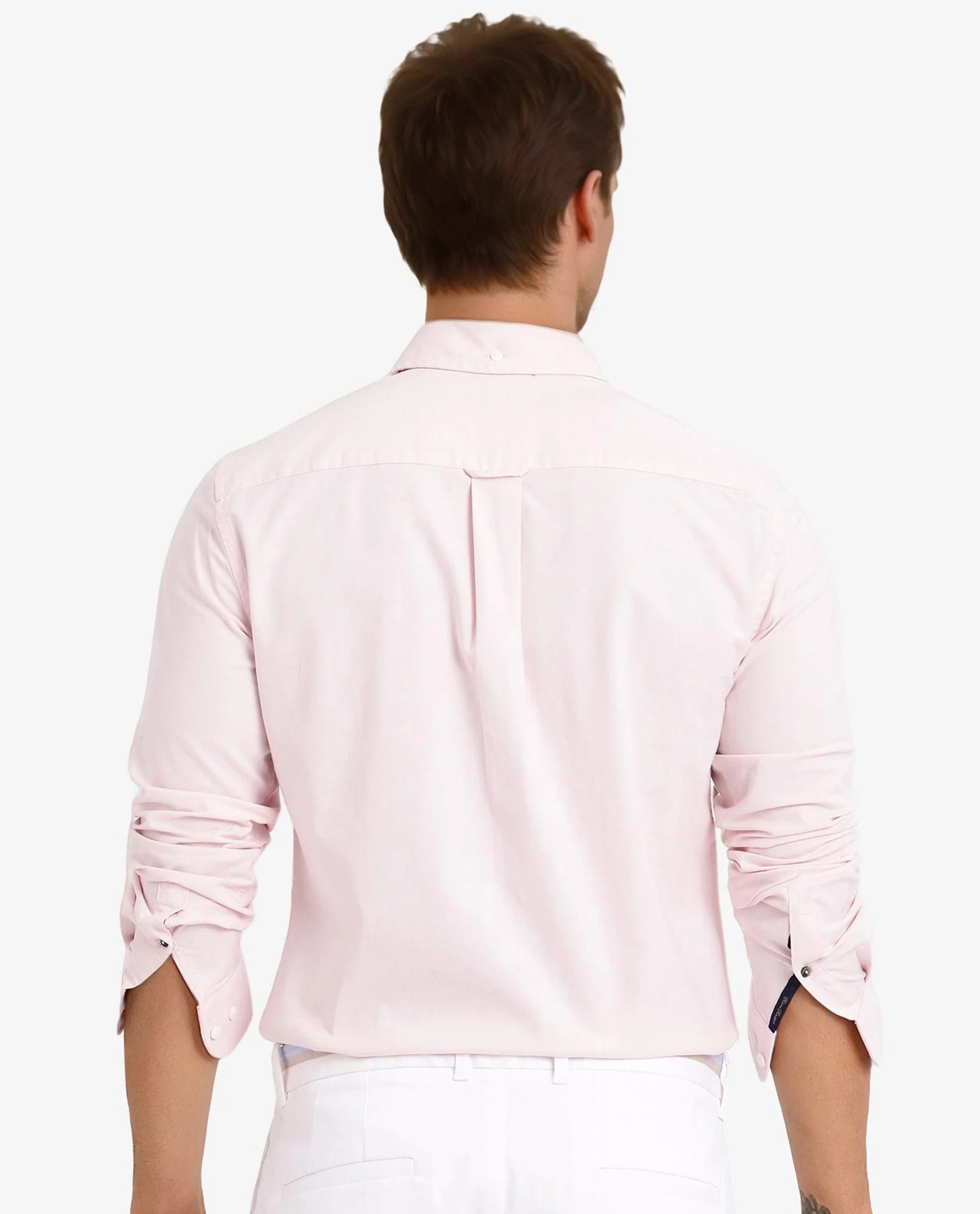 Rare Rabbit Men Oxob Pastel Pink Full Sleeve Collared Neck Button Closure Regular Fit Plain Shirt