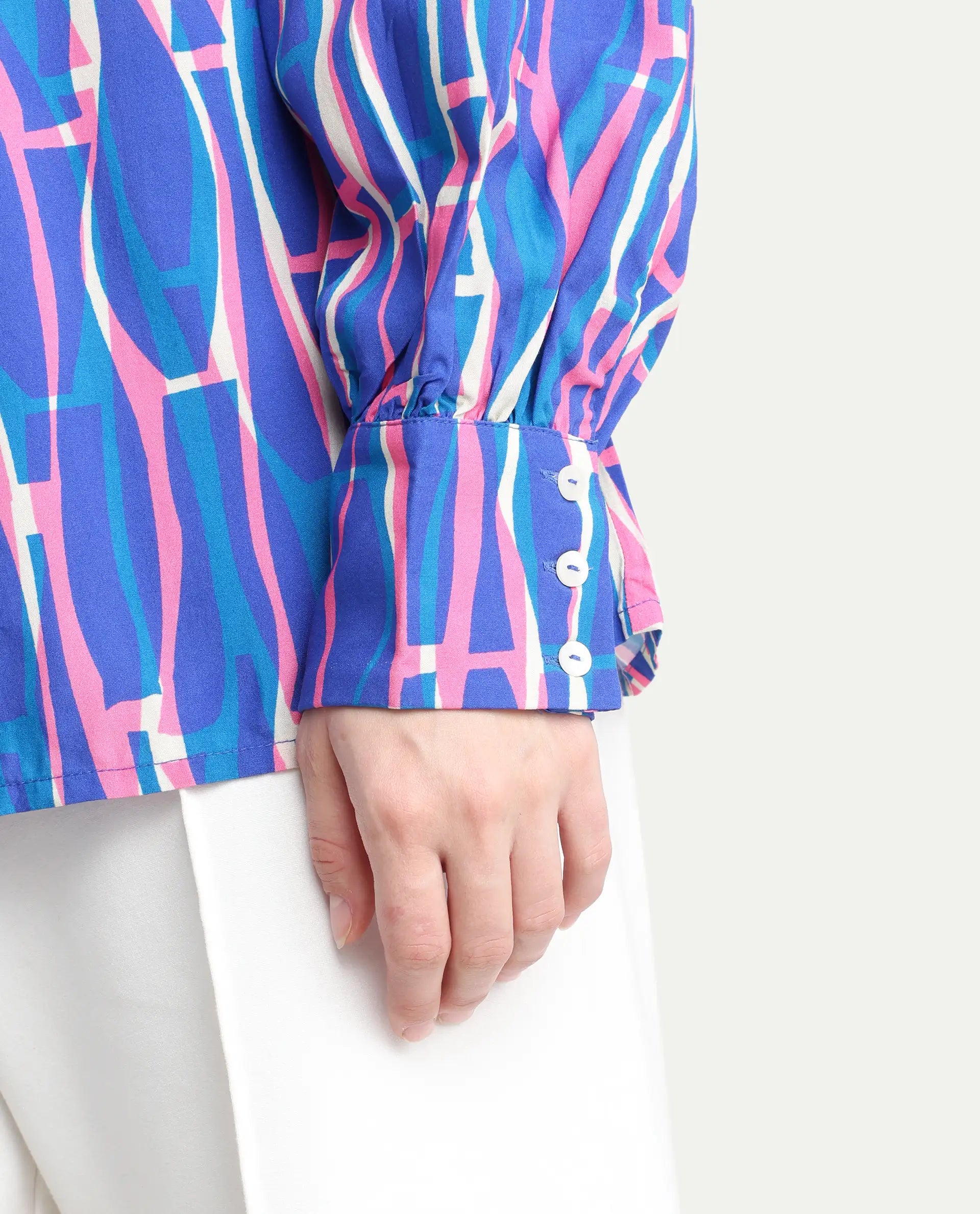 Rareism Women's Palermo Multi Viscose Crew Neck Abstract Print Raglan Sleeve Regular Fit Top