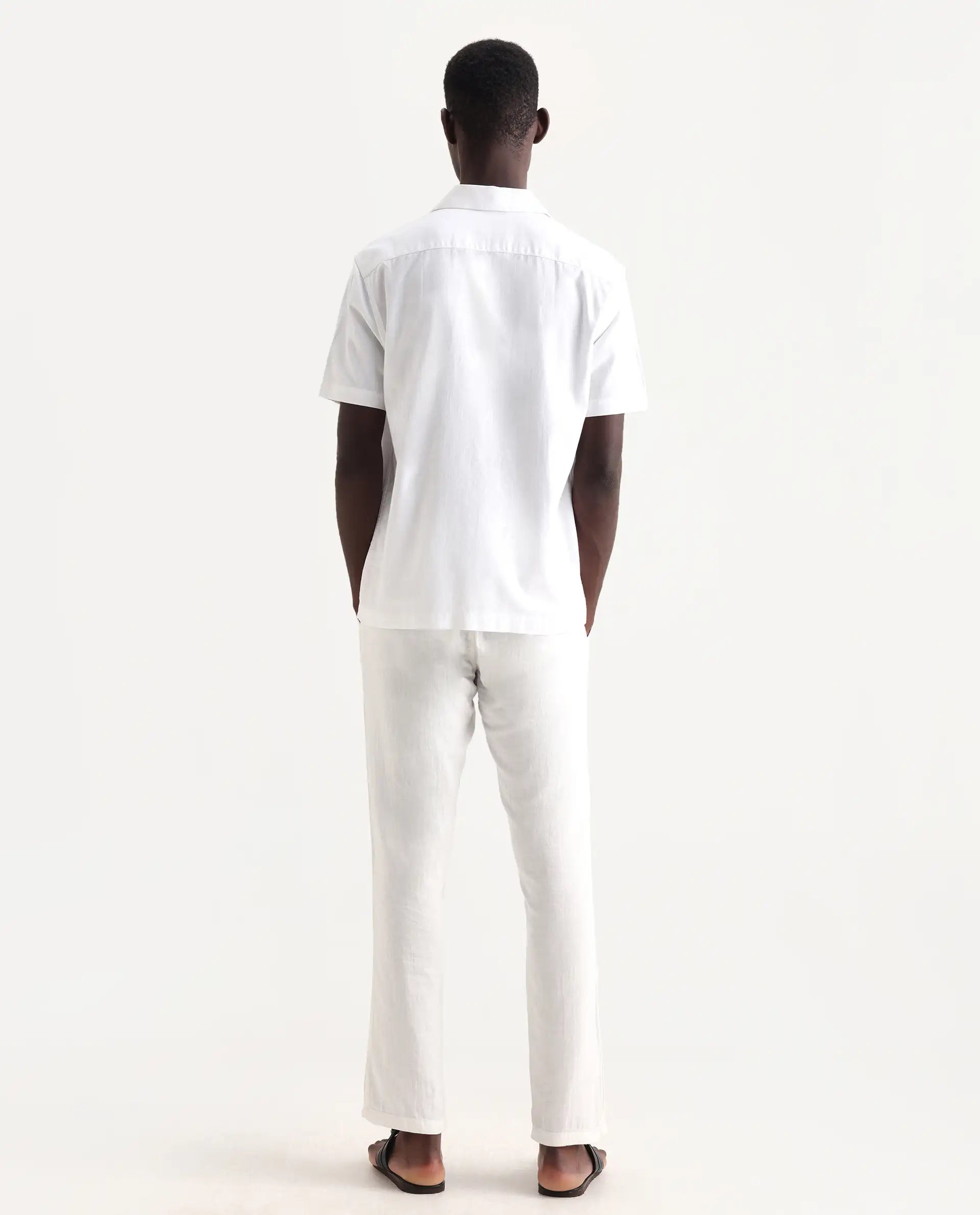 Rare Rabbit Men's Pastor 25 White Cotton Plain Regular Fit Trouser