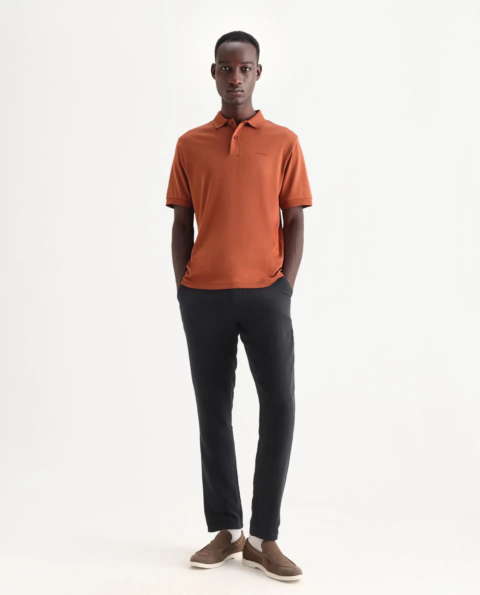 Rare Rabbit Men's Pastor-3 Black Cotton Plain Regular Fit Trouser