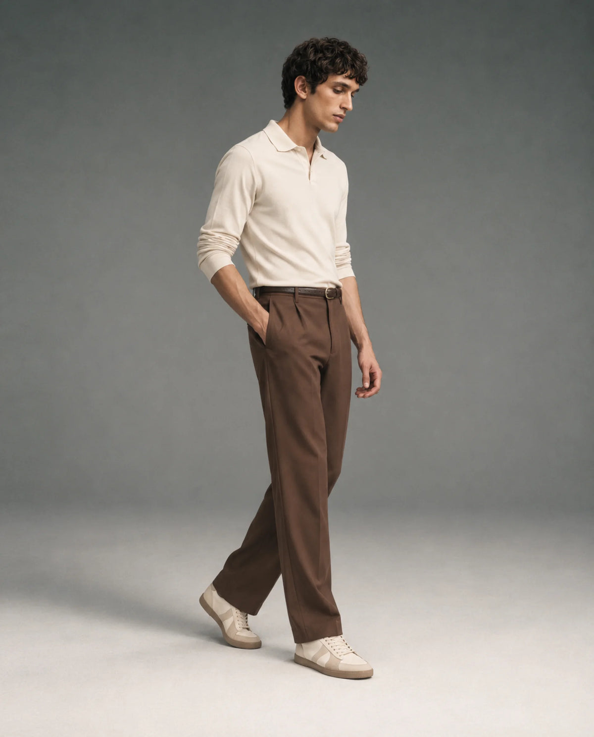 Rare Rabbit Men Pauls Brown Polyester Blend Fabric Button Closure Plain Trouser