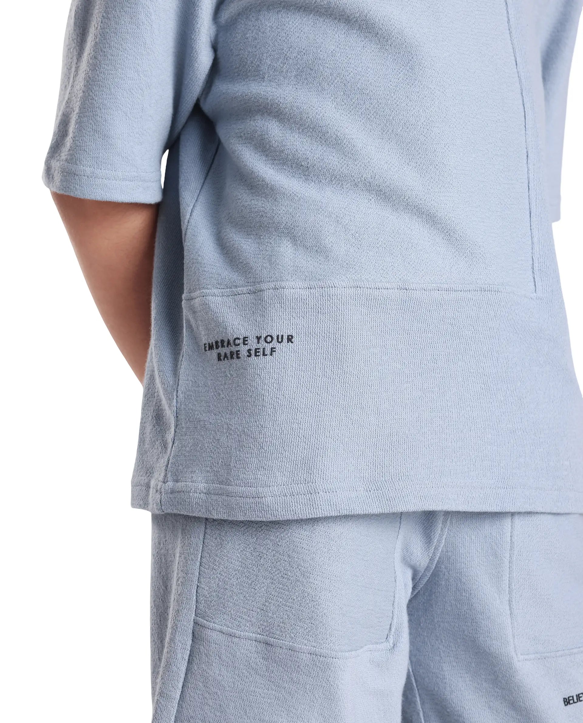 Rare Ones Kids Perg-T Dusky Blue Cotton Short Sleeve Crew Neck Print T-Shirt