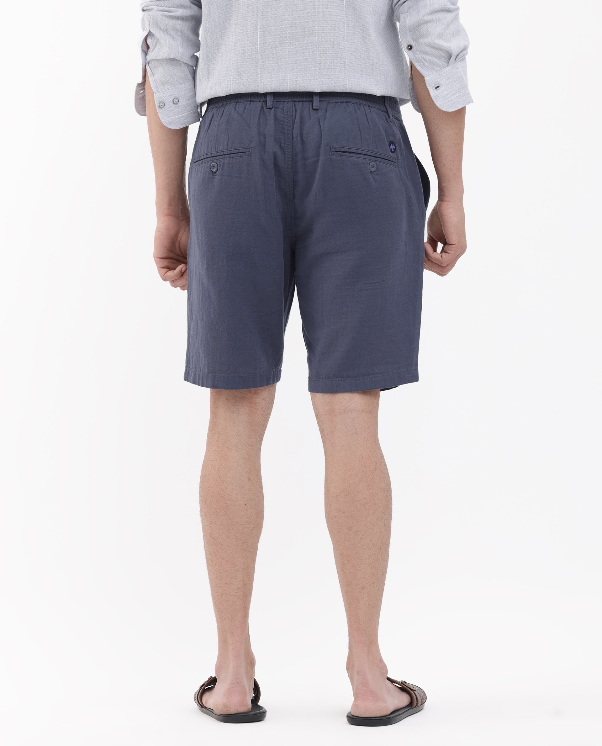 Rare Rabbit Men's Pinto Purple Cotton Fabric Knee Length Solid Shorts