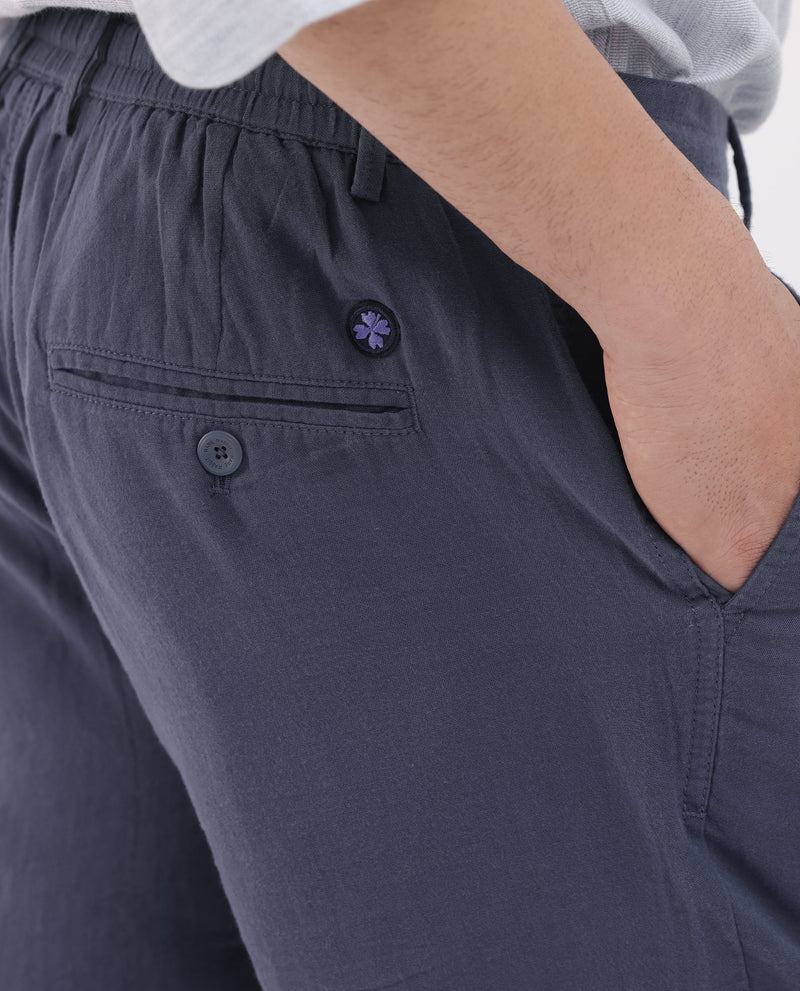 Rare Rabbit Men's Pinto Purple Cotton Fabric Knee Length Solid Shorts