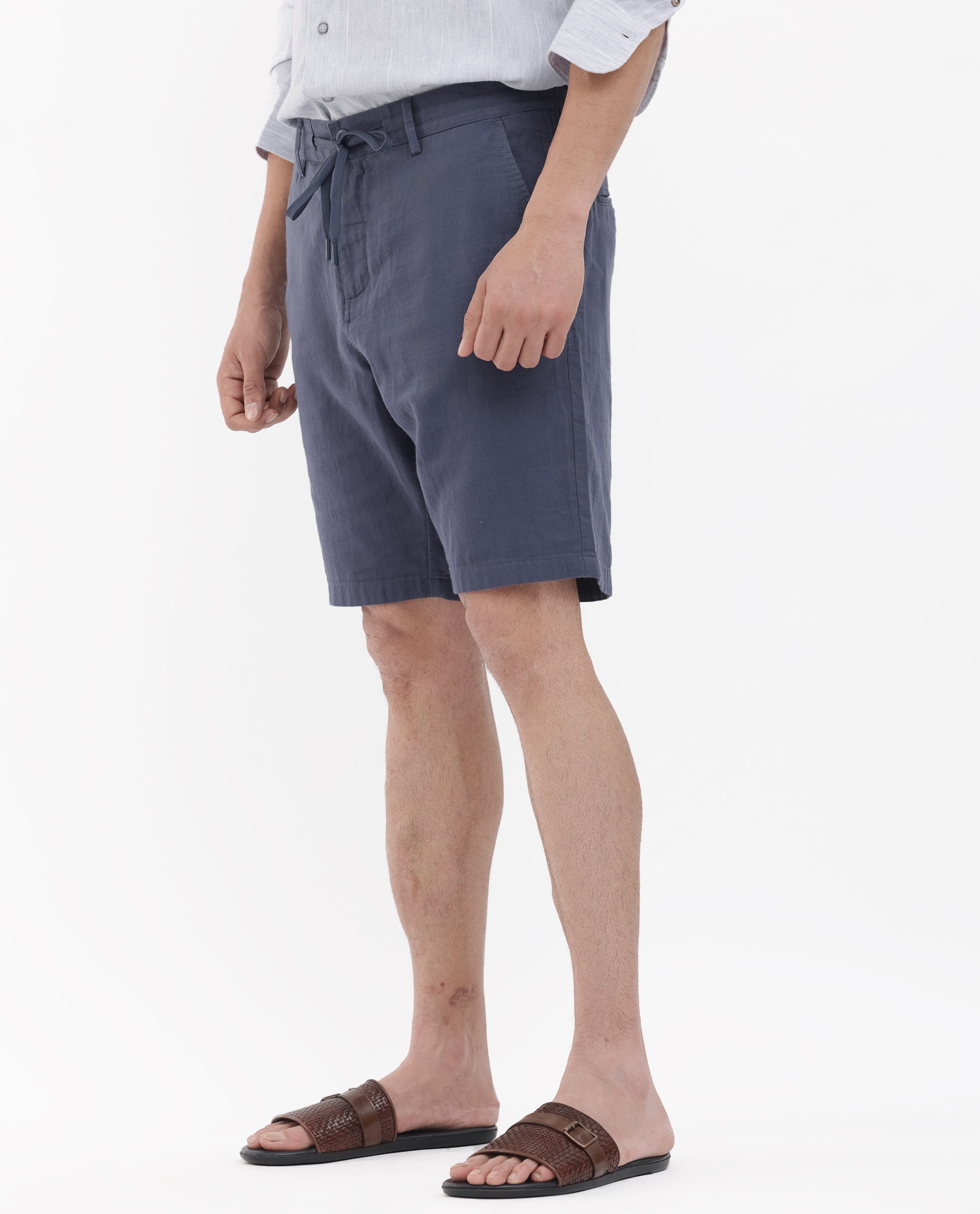 Rare Rabbit Men's Pinto Purple Cotton Fabric Knee Length Solid Shorts