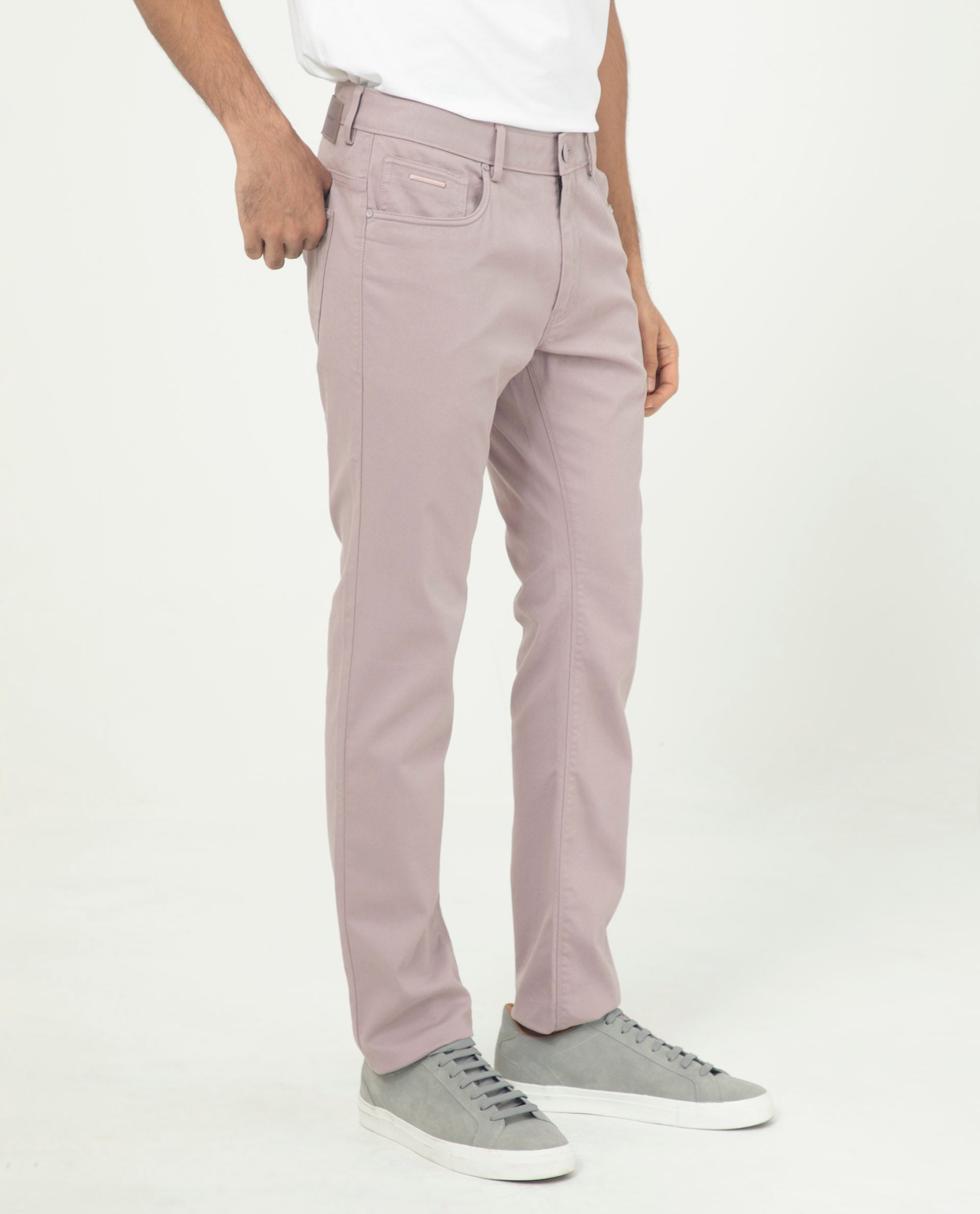 Rare Rabbit Men's Poke-2 Dusky Purple Solid Mid-Rise Regular Fit Trouser
