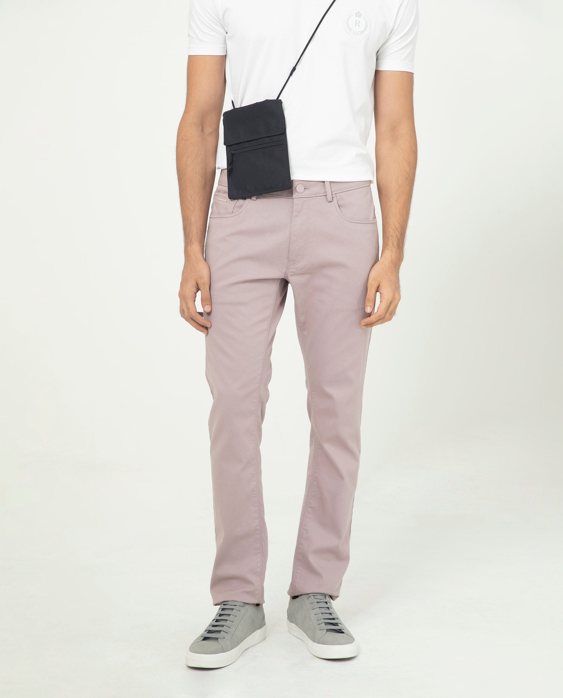 Rare Rabbit Men's Poke-2 Dusky Purple Solid Mid-Rise Regular Fit Trouser