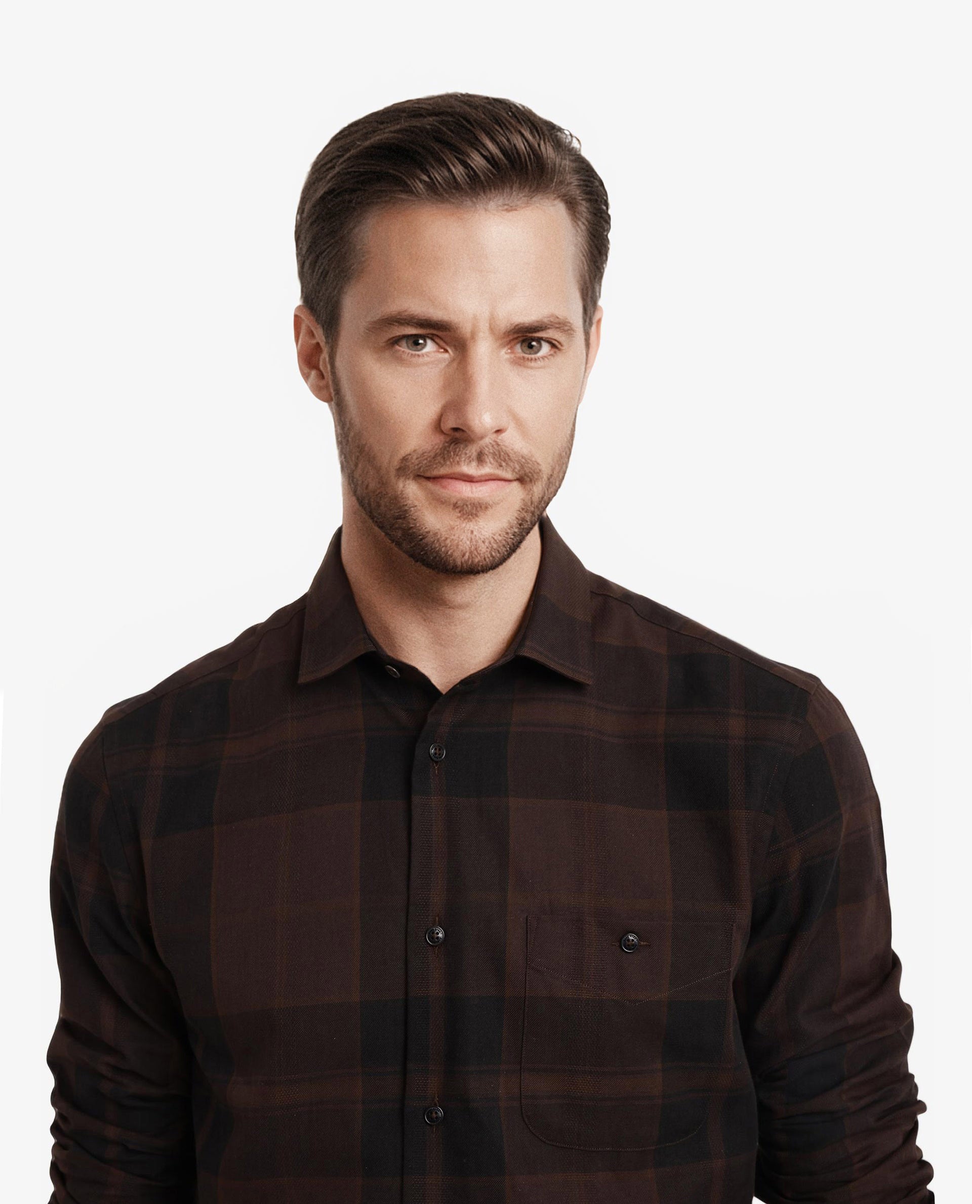 Rare Rabbit Men Pyre Dark Brown Cotton Fabric Button Down Regular Collar Regular Fit Buffalo Plaid Shirt