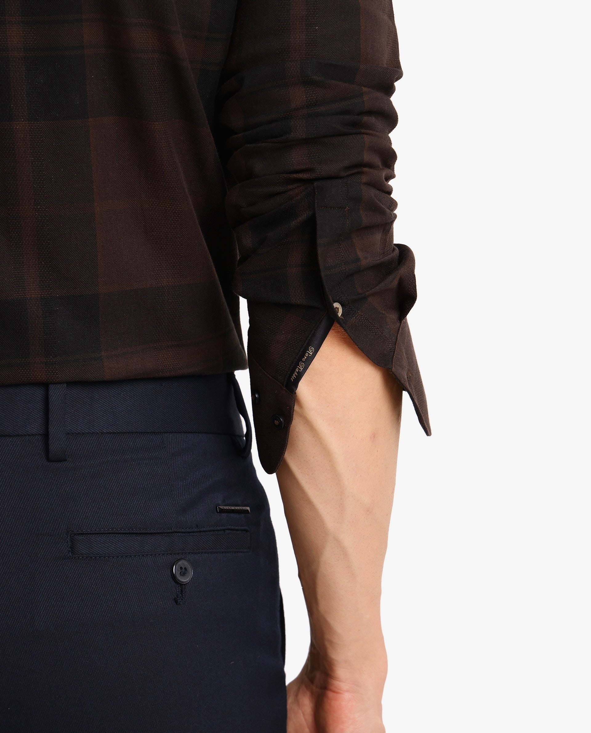 Rare Rabbit Men Pyre Dark Brown Cotton Fabric Button Down Regular Collar Regular Fit Buffalo Plaid Shirt