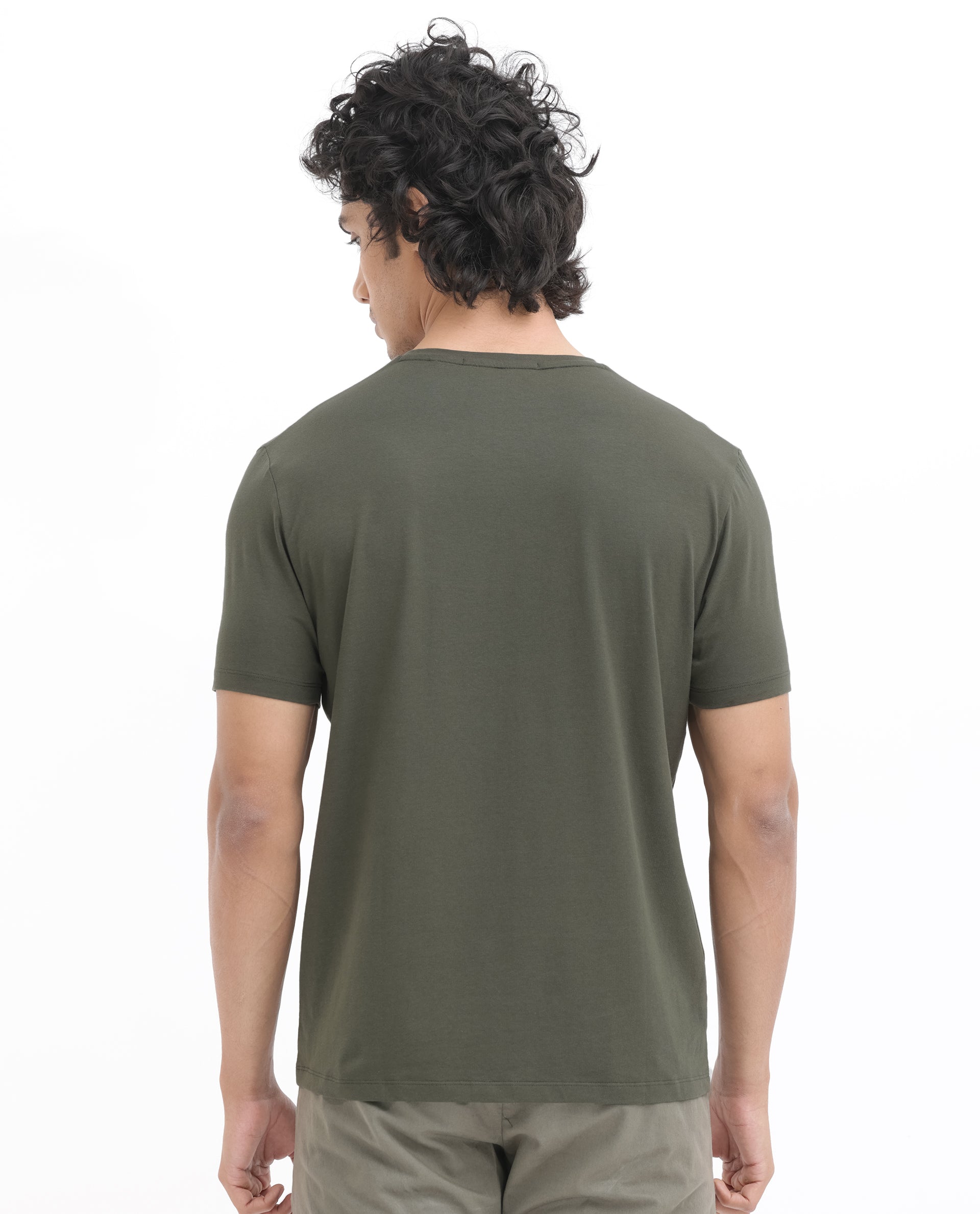 Rare Rabbit Mens Rabbit-Z Olive Short Sleeve Solid Graphic Print T-Shirt