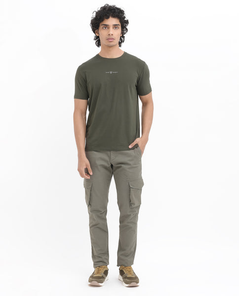 Buy Rabbit-Z - Olive Regular Fit Graphic Print T-Shirt| Rare Rabbit