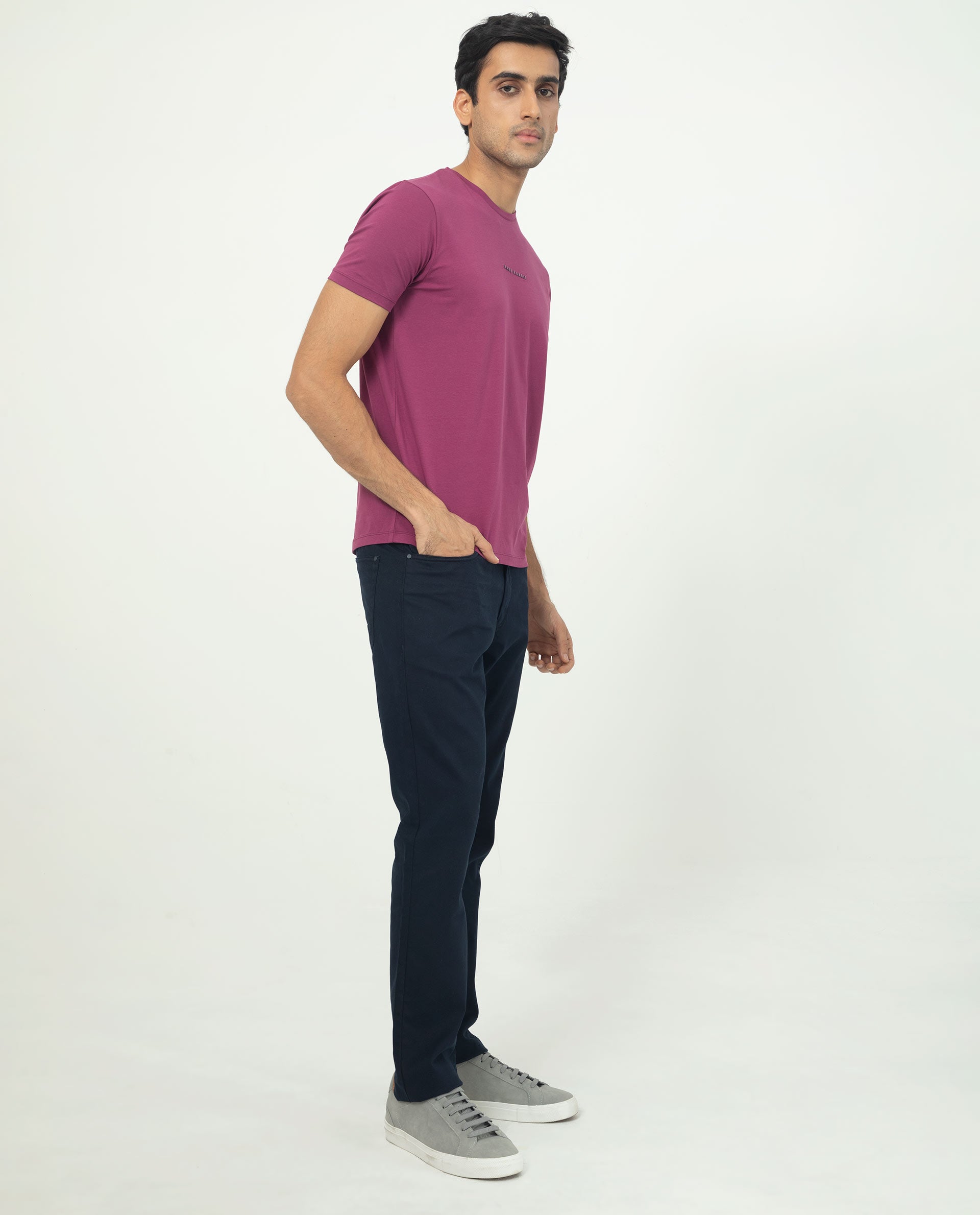 Rare Rabbit Men's Rabbit-5 Pink Crew Neck HD Print Branding Half Sleeves Regular Fit T-Shirt