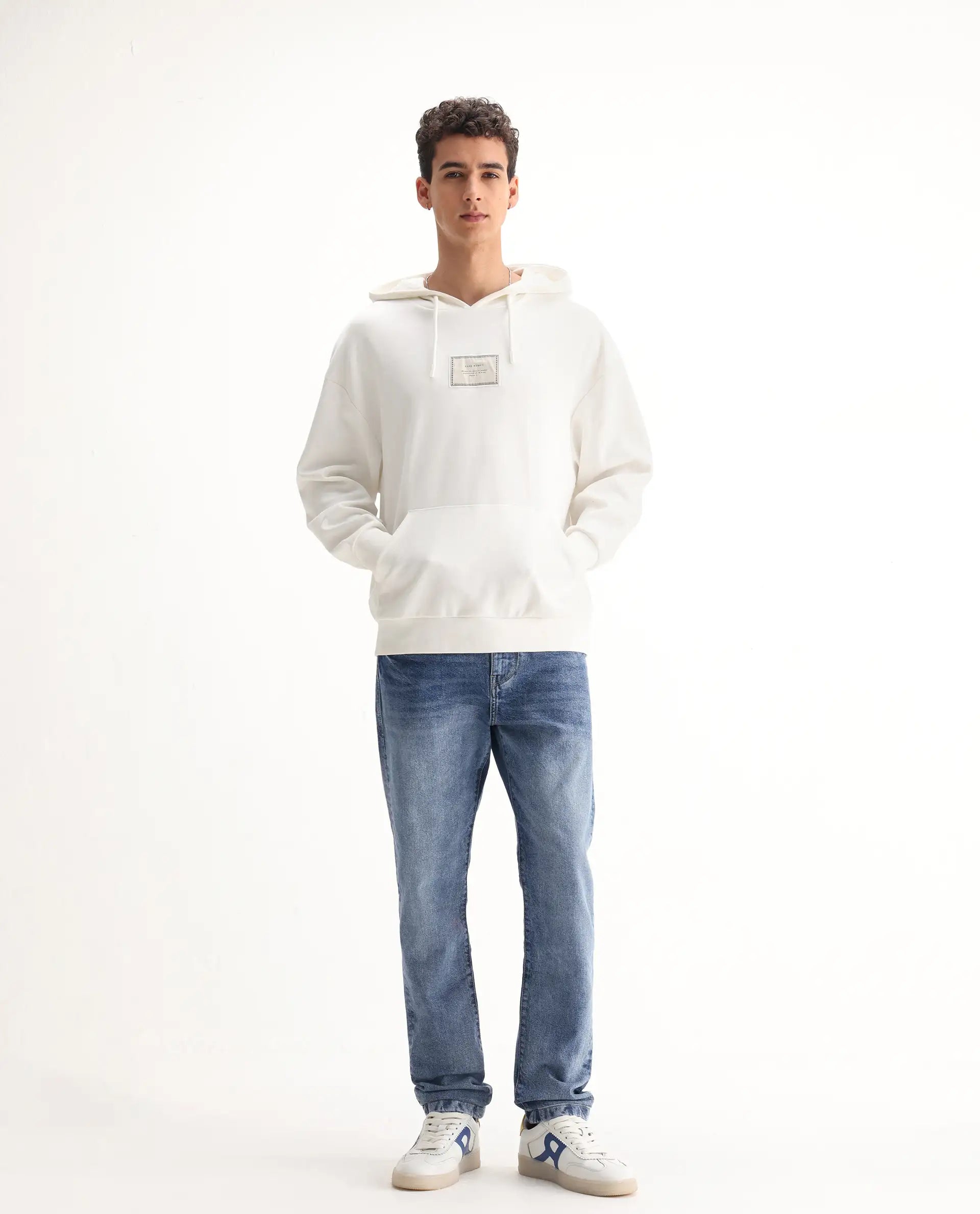 Rare Rabbit Men's Rapos Light Blue Cotton Blend Plain Morris Regular Fit Jeans