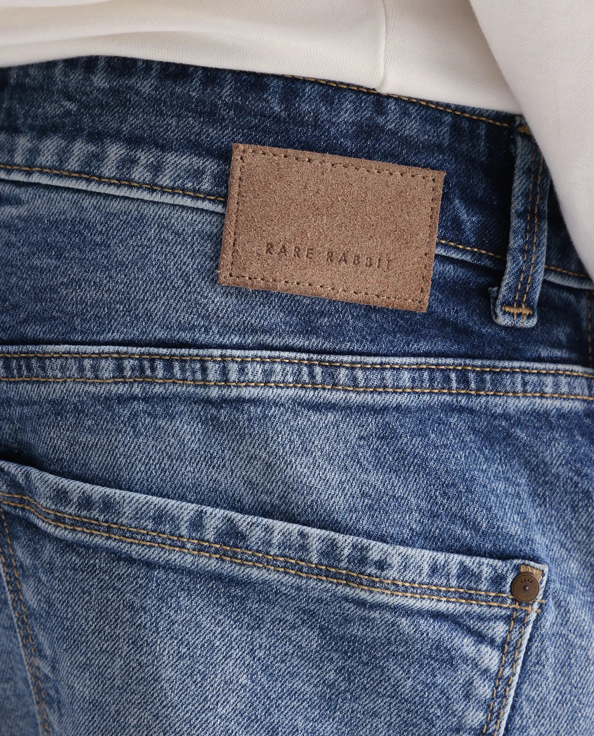 Rare Rabbit Men's Rapos Light Blue Cotton Blend Plain Morris Regular Fit Jeans