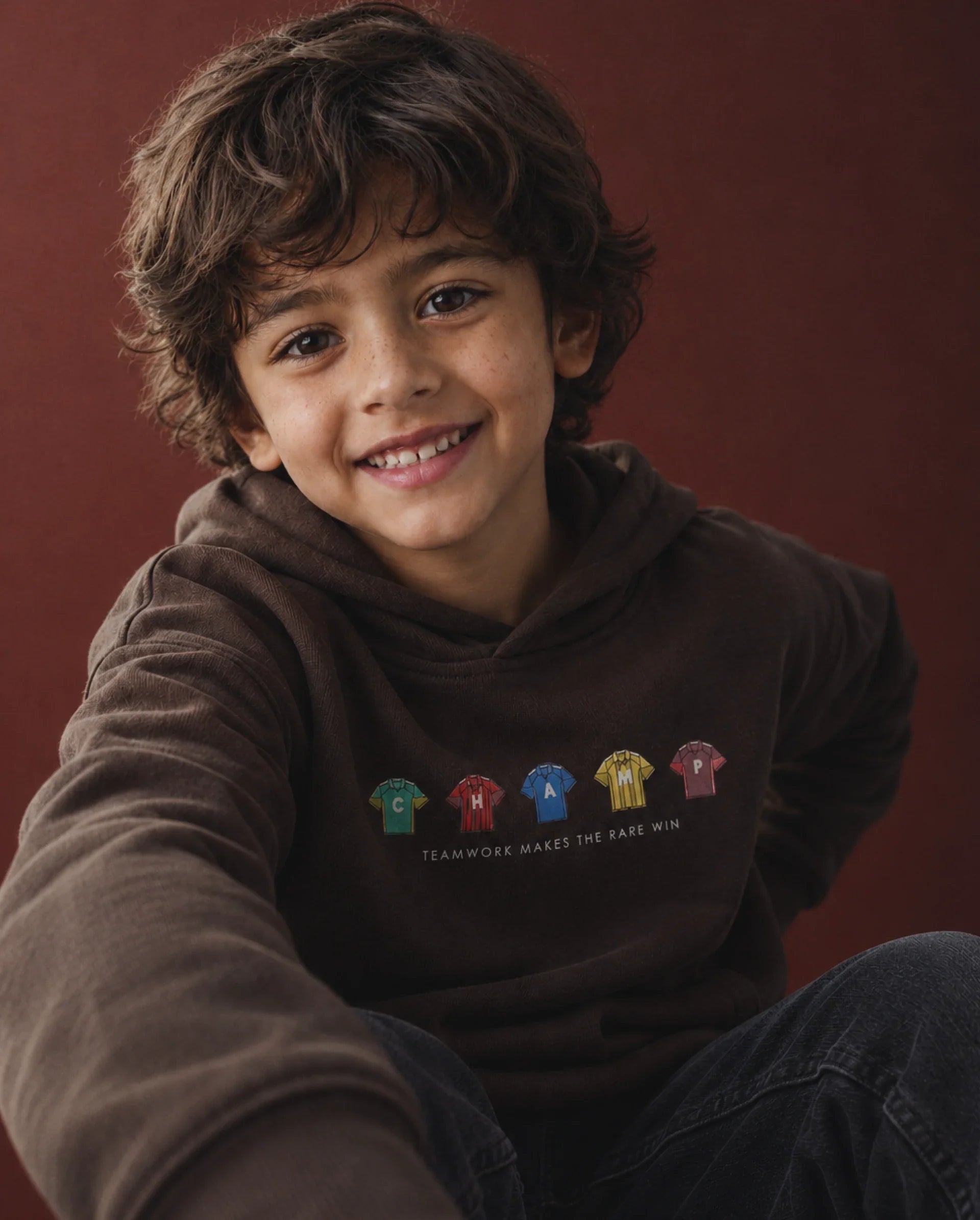 Rare Ones Kids Nemo Dark Brown Cotton Blend Fabric Hooded Pull-On Closure Regular Fit Graphic Print Sweatshirt